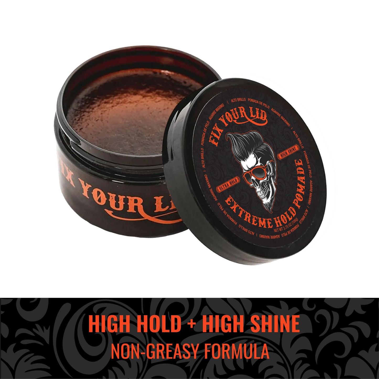 Fix Your Lid Extreme Hold Hair Pomade For Men - High Shine Water Based Hair Gel 3.75 oz - Easy To Wash Out