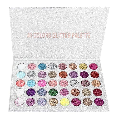 SUMEITANG 40 Colors Glitter Gel Set - No Glue Needed for Hair Face Body Glitter for Halloween, Carnival, Cosplay | Multi-Purpose Paint Glitter