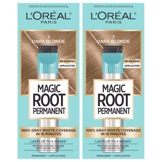 L'Oreal Paris Magic Root Permanent Hair Color Kit, 100% Gray Hair Coverage In Just 10 Minutes, Precision Brush Applicator for Seamless Application, 7