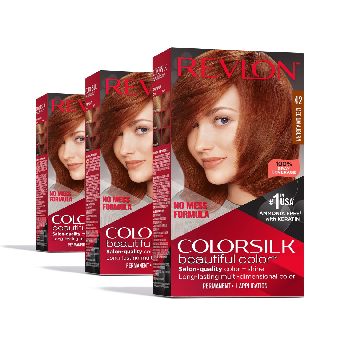 Revlon Colorsilk Beautiful Color Permanent Hair Color, (OLD VERSION) 31 Dark Auburn (Pack of 3)