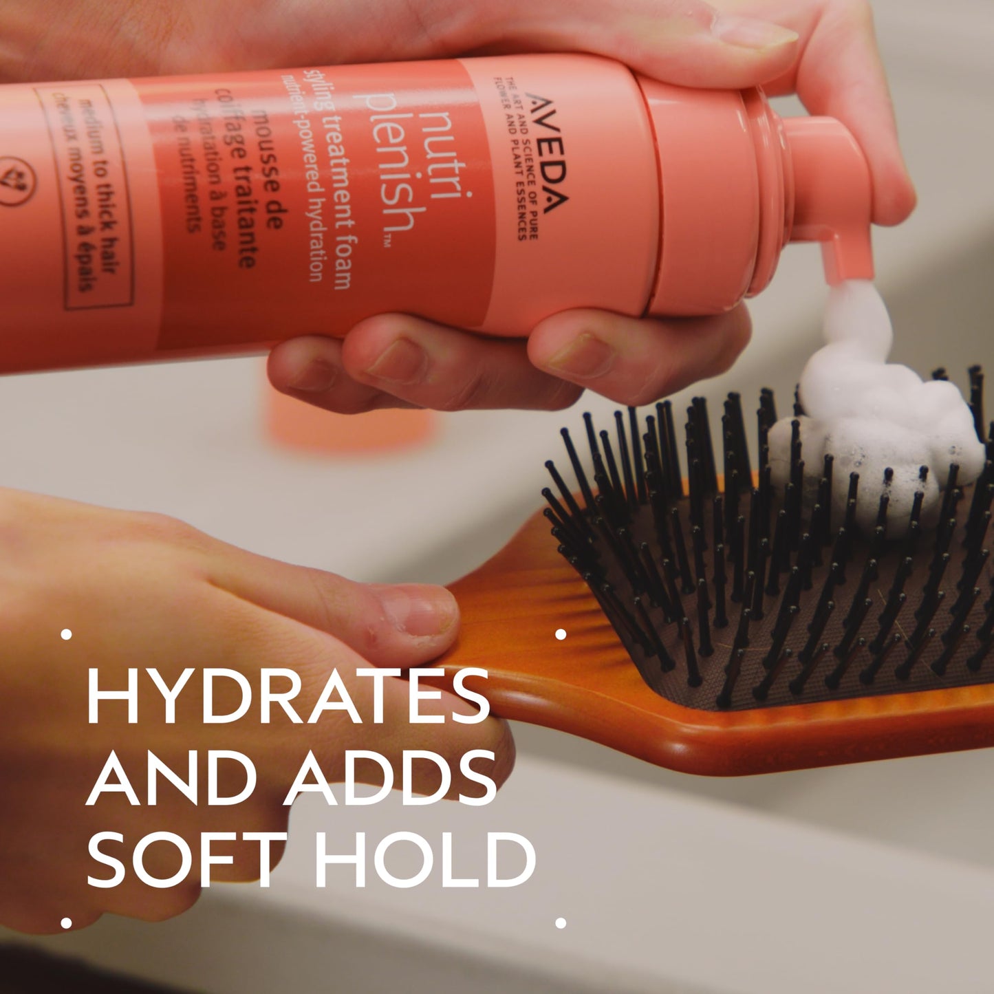 Aveda Nutriplenish Styling Treatment Foam | Soft Hold Styling Foam for Medium to Thick Hair | Hydrates and Nourishes | 94% Naturally Derived*, 6.7 Fl