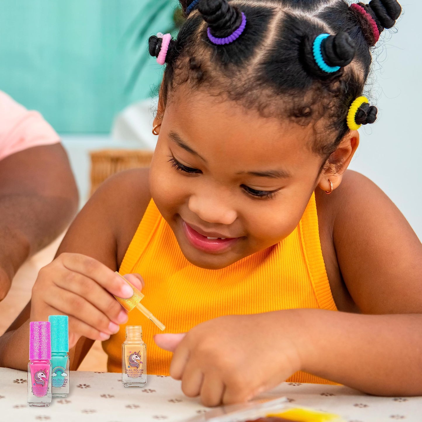 7pc Unicorn Shimmer Nail Polish Set for Girls - Glitter Cap, Non-Toxic Quick Dry Manicure & Pedicure Kit, Vibrant Assorted Shades