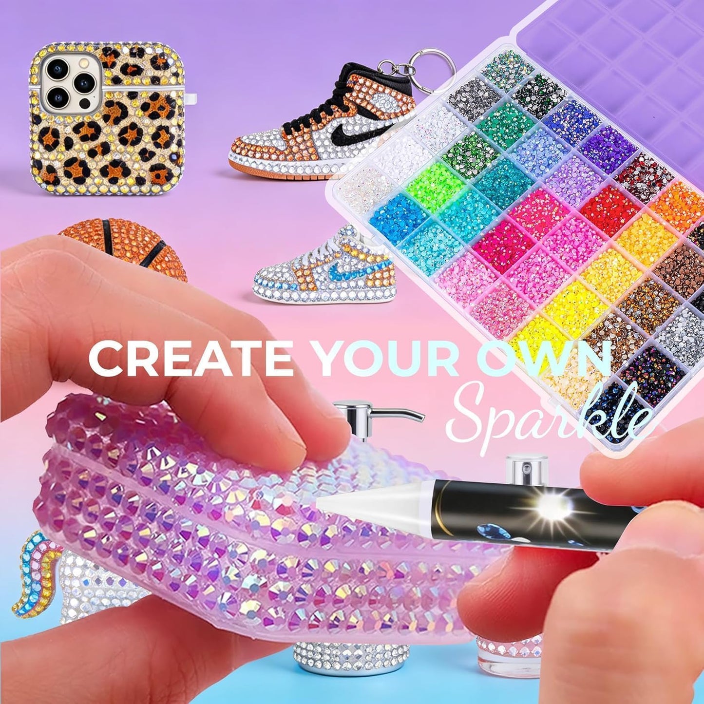 12000Pcs Resin Jelly Rhinestones for Bedazzling, Multicolor 3mm Flatback Gems for Diamond Art, Bedazzler Kit for Nail Art Crafting Book Makeup (Jelly Beauty and Personal Care YKHSIY