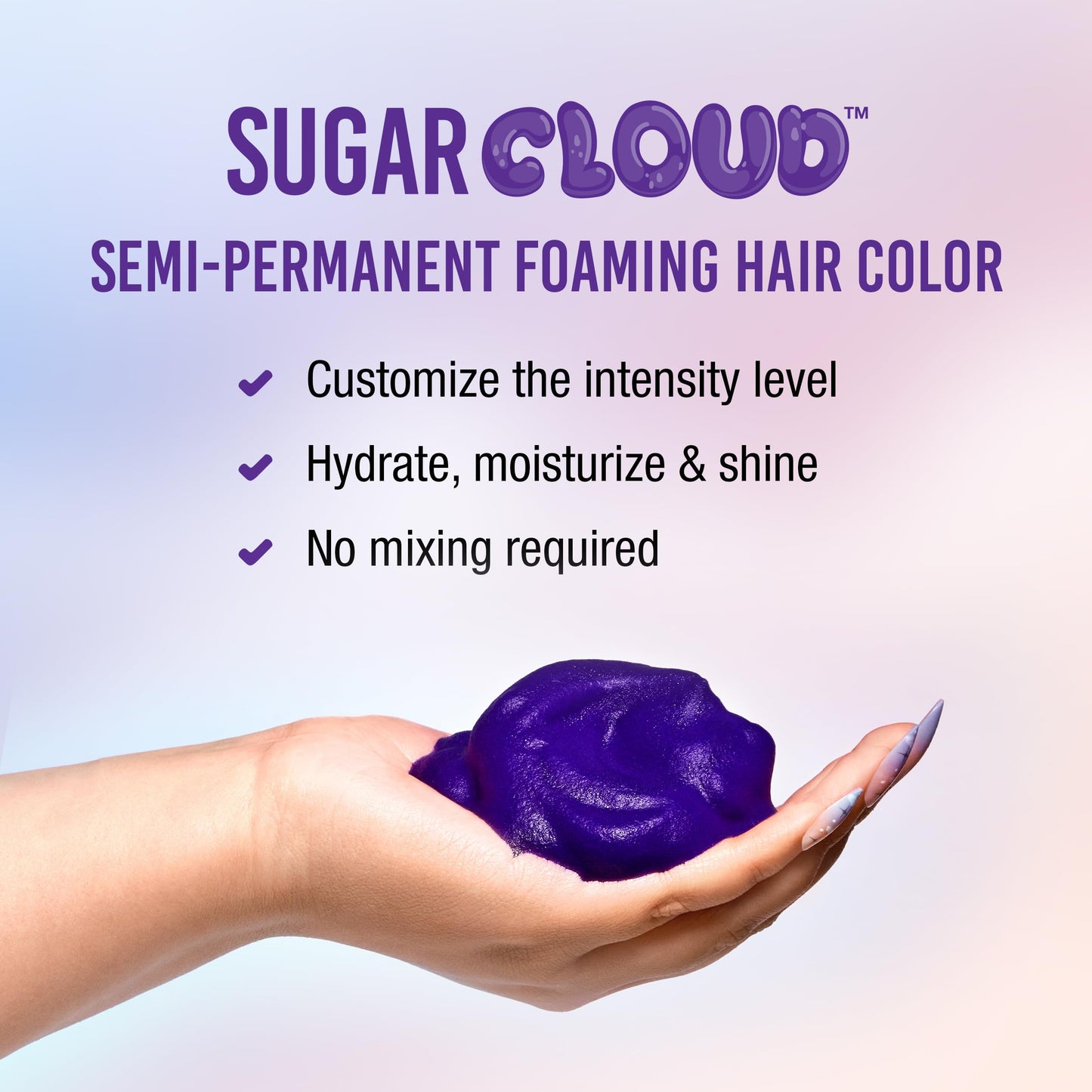 Punky Sugar Cloud Semi-Permanent Foam Hair Color, Poprock - Vibrant Hair Dye for Long-Lasting Color, Easy Application Foam Hair Dye, 6 fl oz.