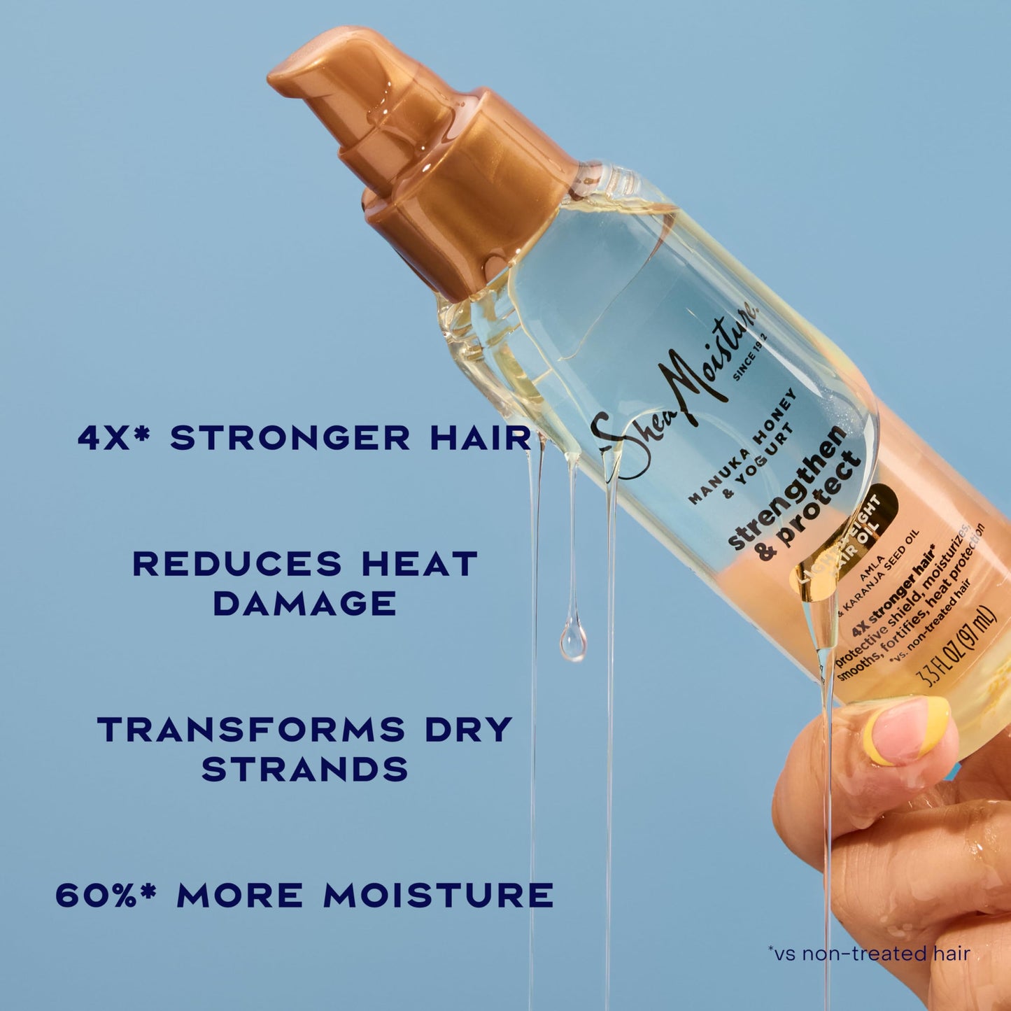 SheaMoisture Strengthen & Protect Hair Oil Manuka Honey & Yogurt Reduces Heat Damage and Protects Hair with an Amla Oil and Manuka Honey Infused