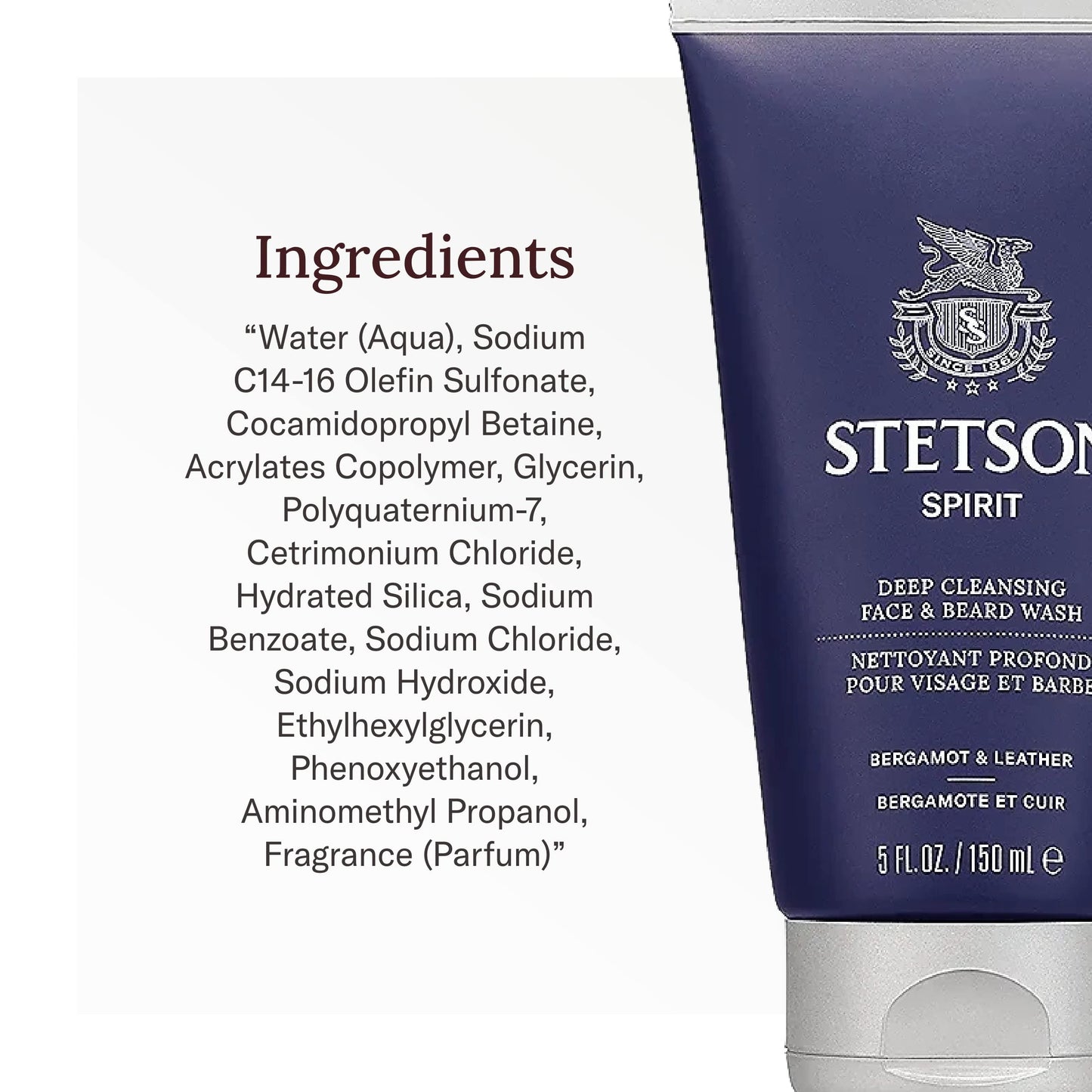SCENT BEAUTY STETSON Personal Care Deep Clean Face & Beard Wash Men's Face Wash & Clarifying Soap - 5 oz - 3 Pack - Spirit