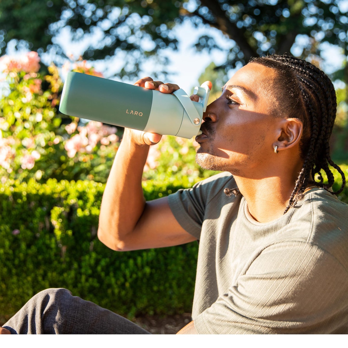 LARQ Bottle Swig Top 34oz - Insulated Stainless Steel Water Bottle With Built-In Silicone Handle | BPA Free | Reusable Water Bottle for Sports, Gym…