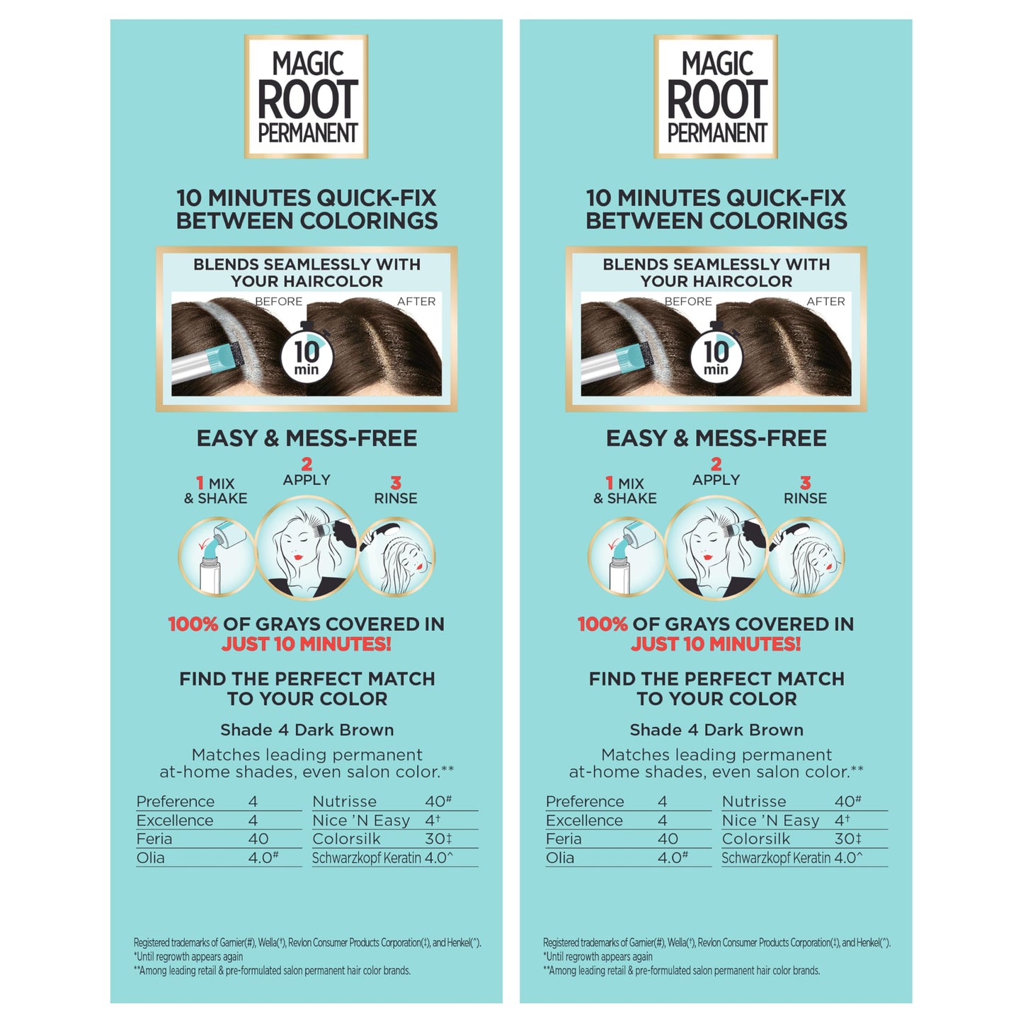 L'Oreal Paris Magic Root Permanent Hair Color Kit, 100% Gray Hair Coverage In Just 10 Minutes, Precision Brush Applicator for Seamless Application, 4