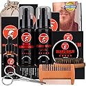 SMINIKER Beard Grooming Kit, Beard Oil, Beard Balm, Beard Shampoo, Beard Conditioner, Beard Brush, Beard Comb and Beard Mustache Scissors Beard Care