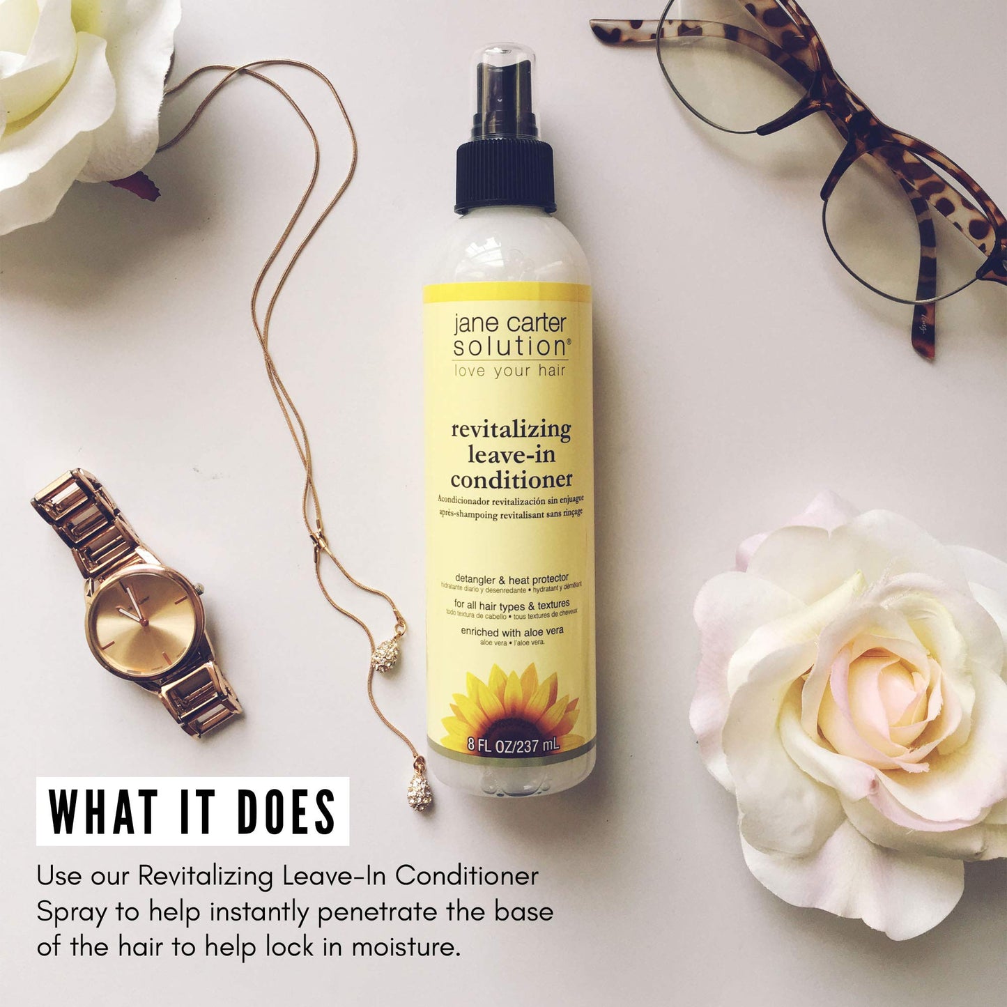 JANE CARTER SOLUTION Revitalizing Leave-In Conditioner Spray (8oz) - Moisturizing, Heat Protectant, Reduce Frizz