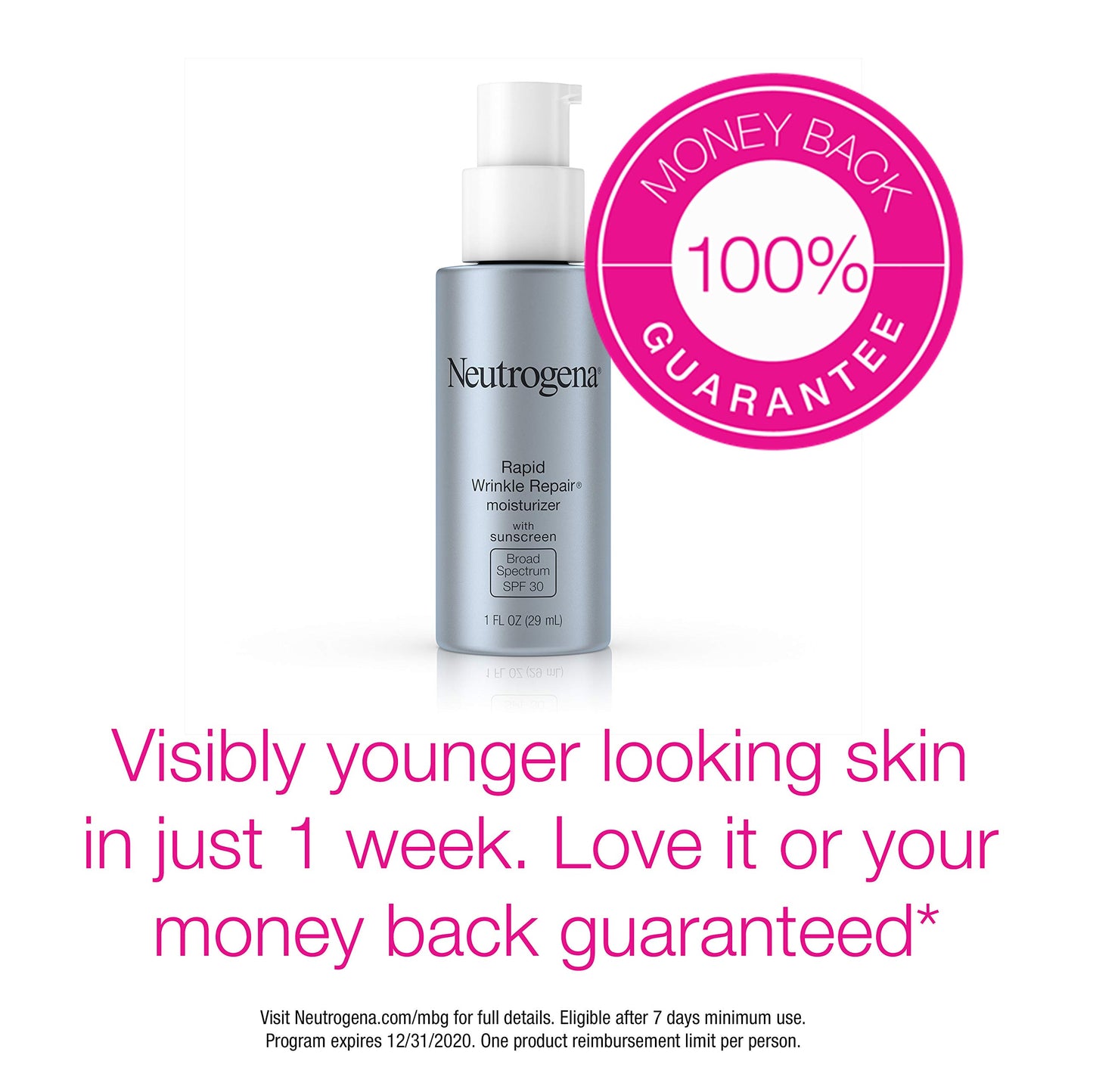 Neutrogena Rapid Wrinkle Repair Retinol Anti-Wrinkle Moisturizer with SPF 30 Sunscreen, Daily Anti-Wrinkle Face & Neck Retinol Cream with Hyaluronic