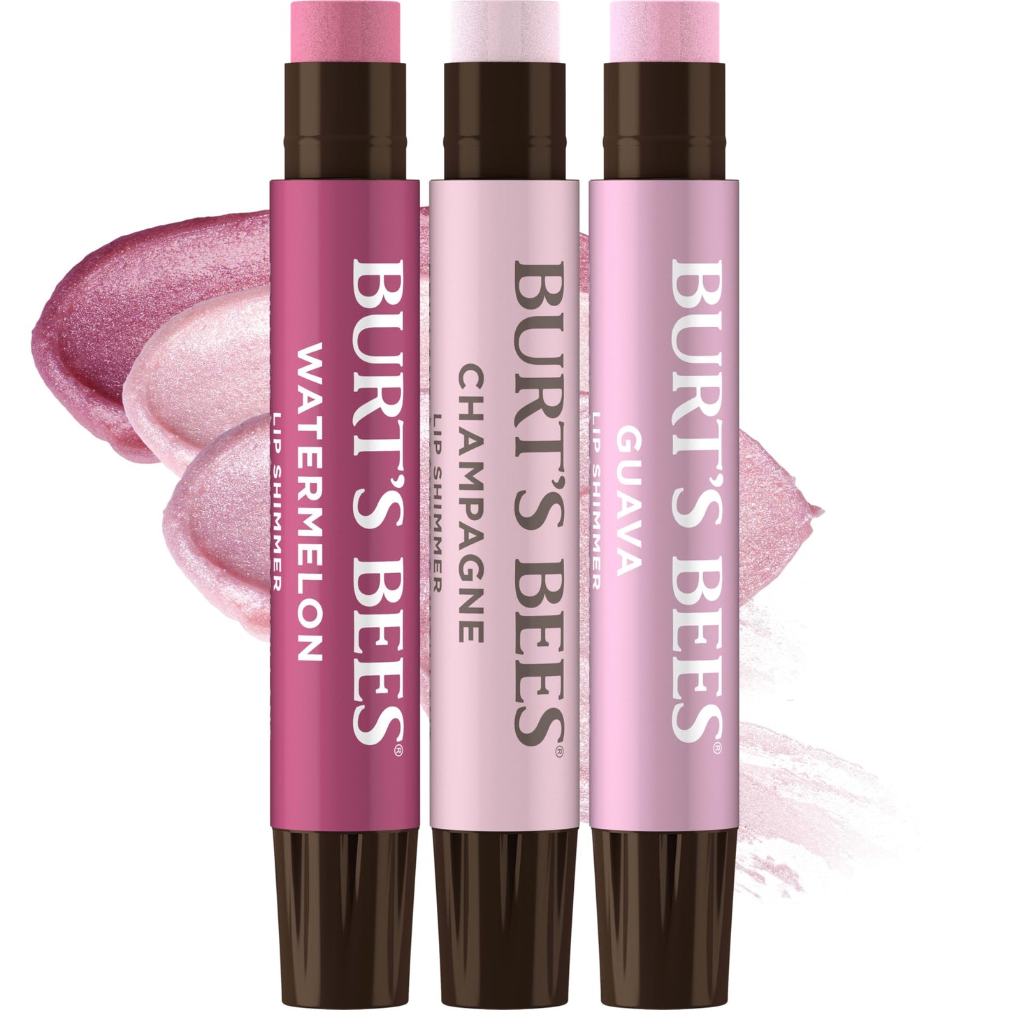 Burt's Bees Lip Shimmer Pink Collection, Tinted Lip Balm Stick, Moisturizing for All Day Hydration with Natural Glowy Pigmented Finish & Buildable