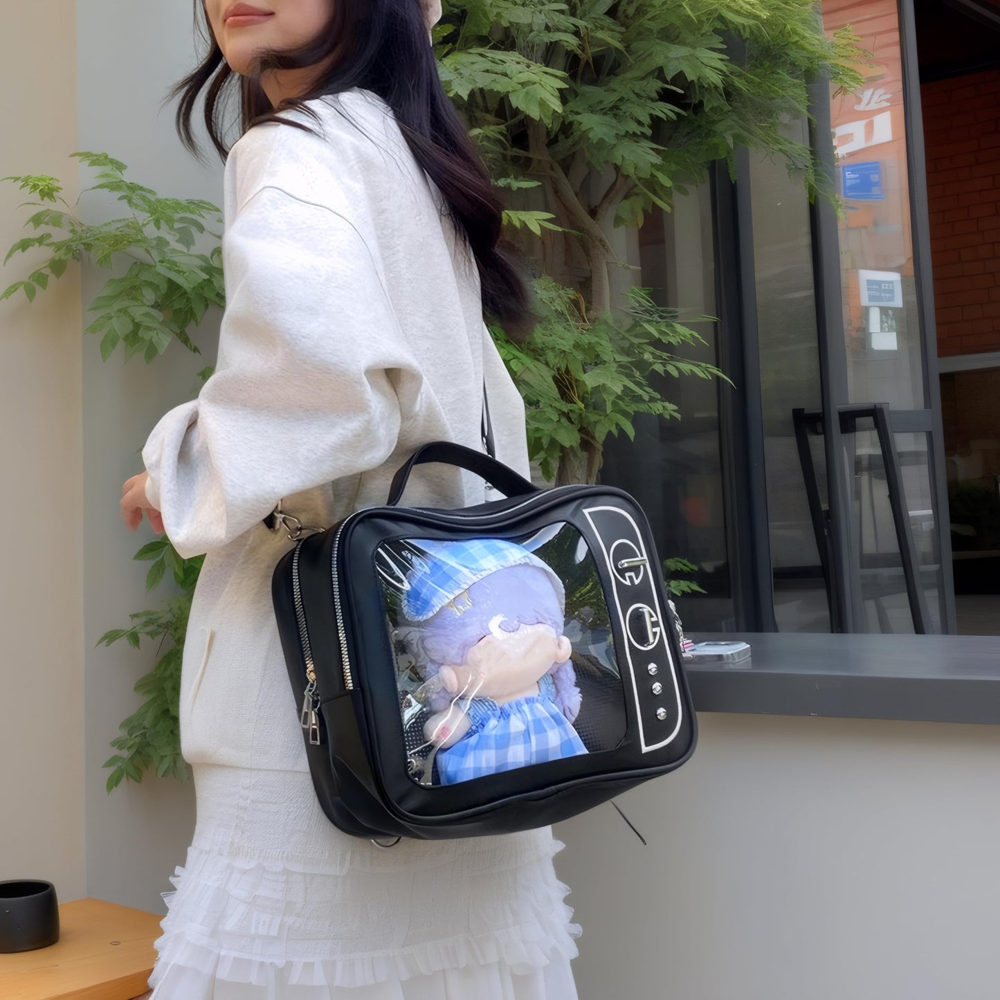 Lifelix Ita Bag Japanese Backpack Y2k Bag Shoulder Crossbody Handbag for Anime Cosplay (Black)