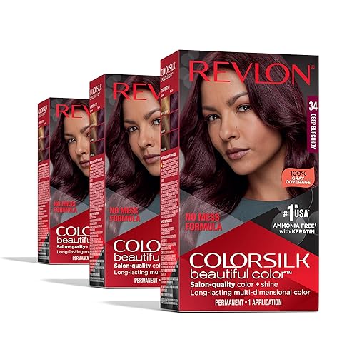 Revlon Colorsilk Beautiful Color Permanent Hair Color, (OLD VERSION) 34 Deep Burgundy (Pack of 3)