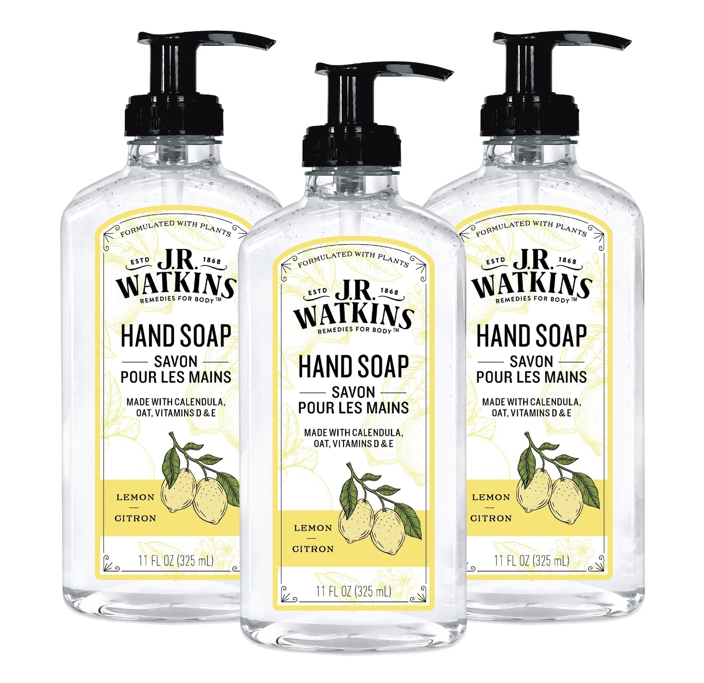J.R. Watkins Gel Hand Soap, 3 Pack of 11 Fl Oz, Lemon Scent Beauty and Personal Care J.R. Watkins Default Title