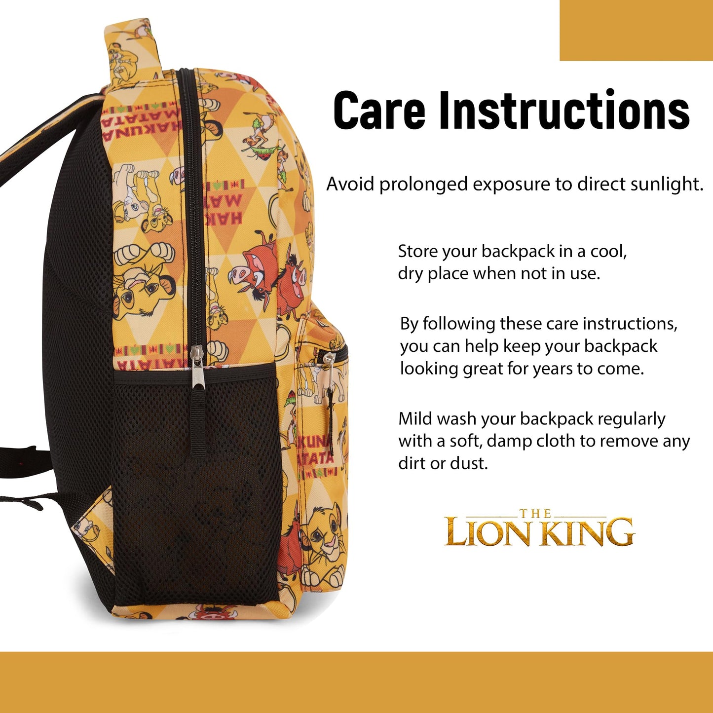 Disney The Lion King Kids Backpack - Hakuna Matata Adventure - Simba, Mufasa, Scar, Timon, and Pumbaa - Backpack for Boys, Girls, Toddlers, Kids, Adults