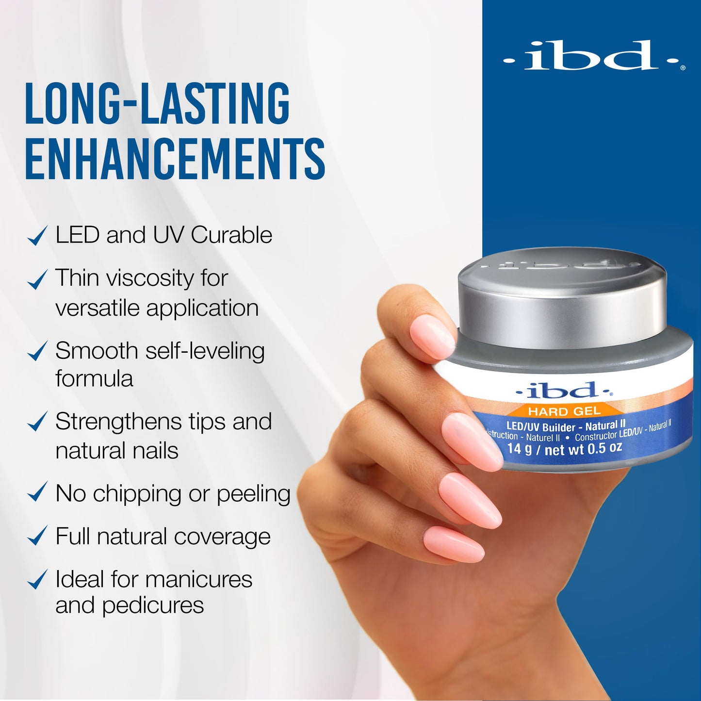 IBD Hard Gel LED/UV Builder Natural II - Builder Gel for Nails Extensions & Sculpting, Strong Long-Lasting Nail Enhancement, 0.5 oz Beauty & Personal Care IBD