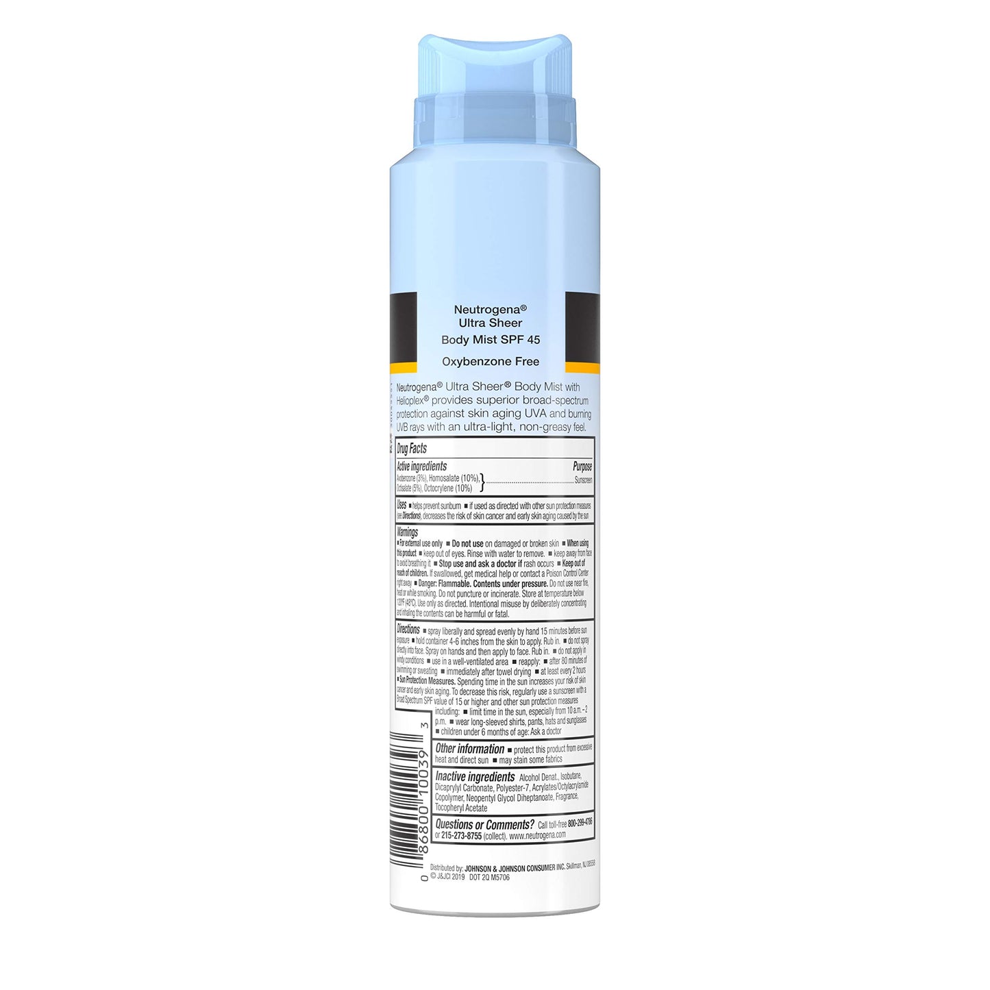 Neutrogena Ultra Sheer Spf#45 Body Mist Full Reach Spray 5 Ounce (148ml) (3 Pack)