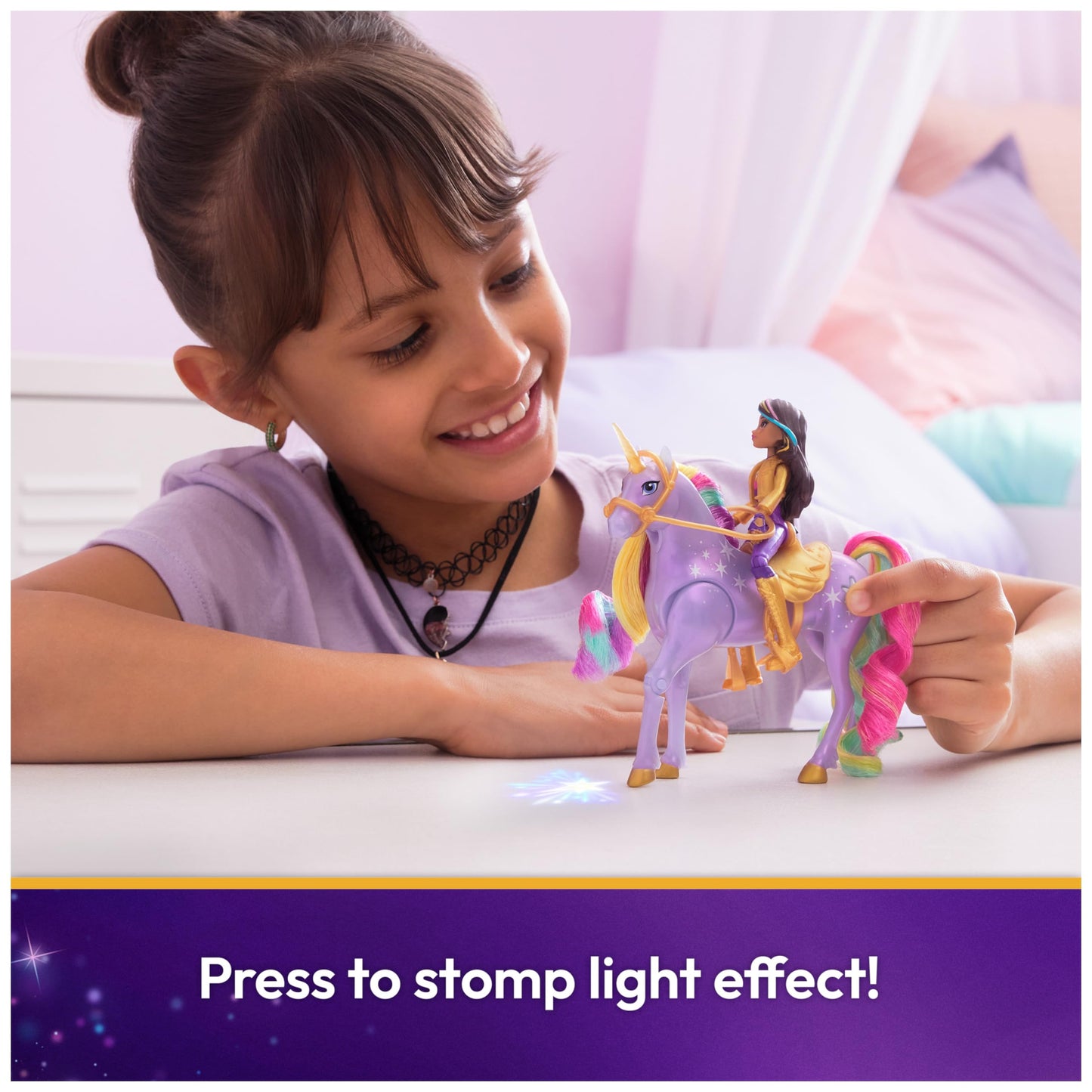 Unicorn Academy, Sophia & Light Magic Wildstar with Rainbow Light-up Effects, 2 Riding Accessories, Dolls & Unicorn Toys for Girls Ages 4 and up