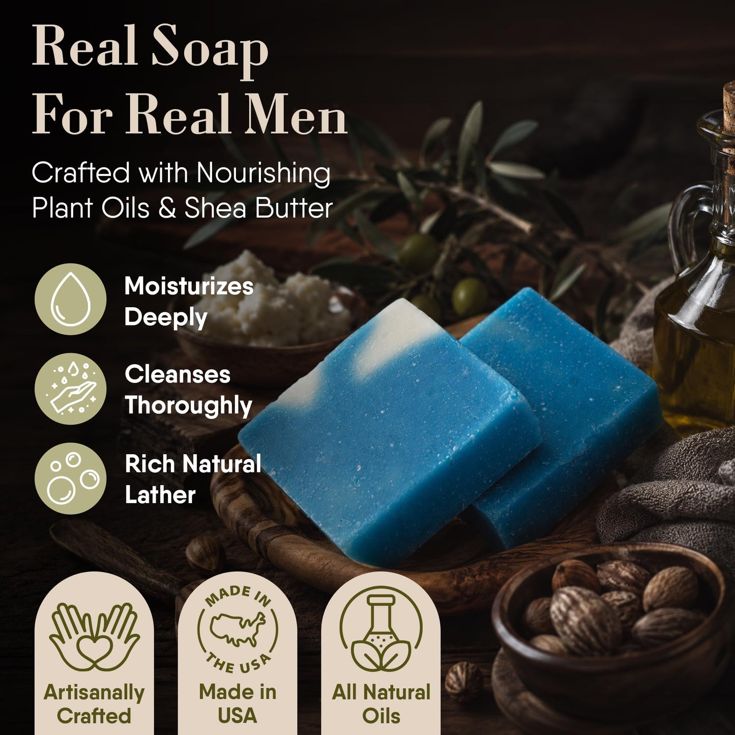 360Feel Cool Water Soap - Made in The USA - Castile Handmade All Natural Cold Processed - Infused with Cool Water Scent for Gentle Cleanse Beauty & Personal Care 360Feel