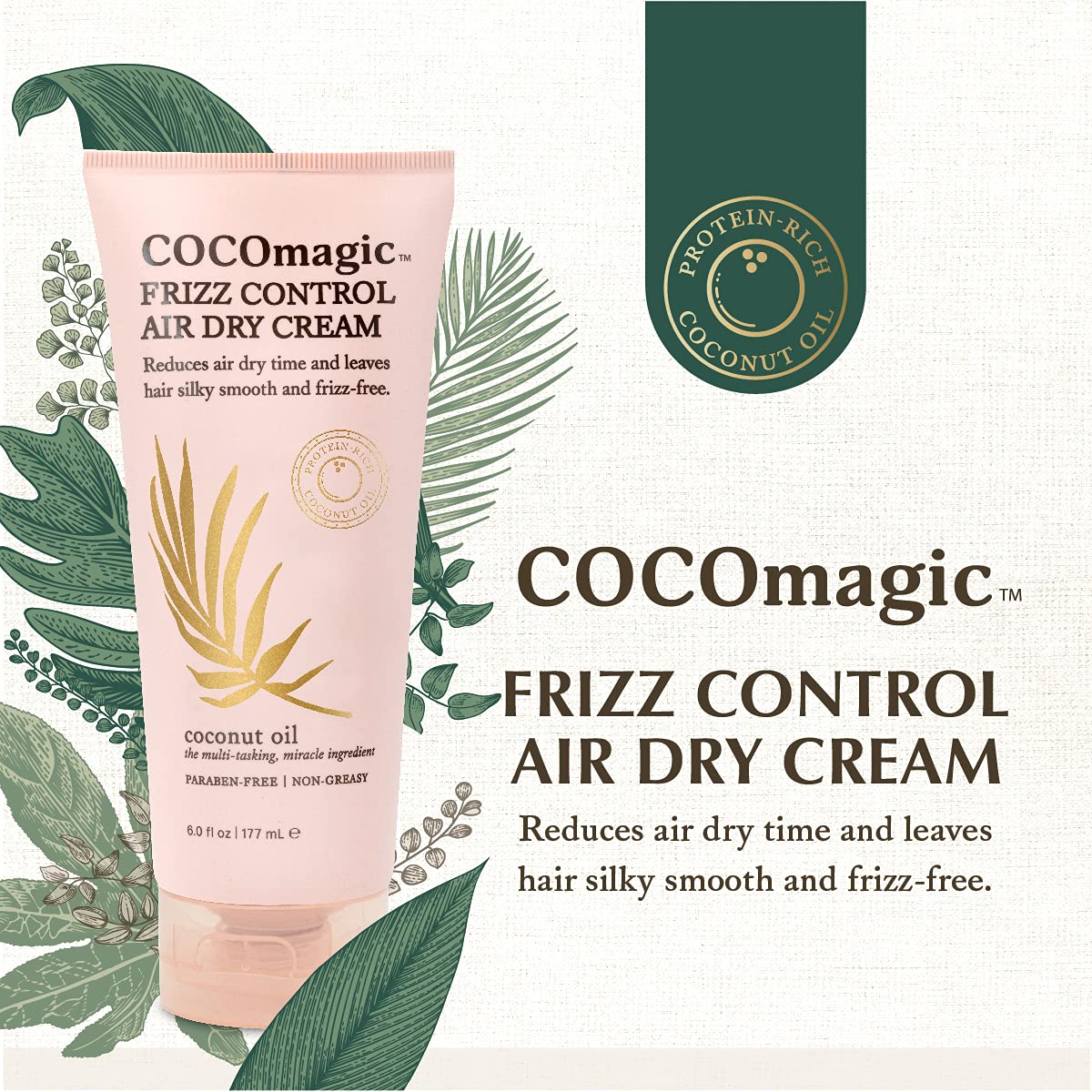 Cocomagic Frizz Control Air Dry Cream | Anti-Frizz Styling Cream | Helps to Calm and Smooth Frizzy Hair | Paraben Free, Cruelty Free, Made in USA (6