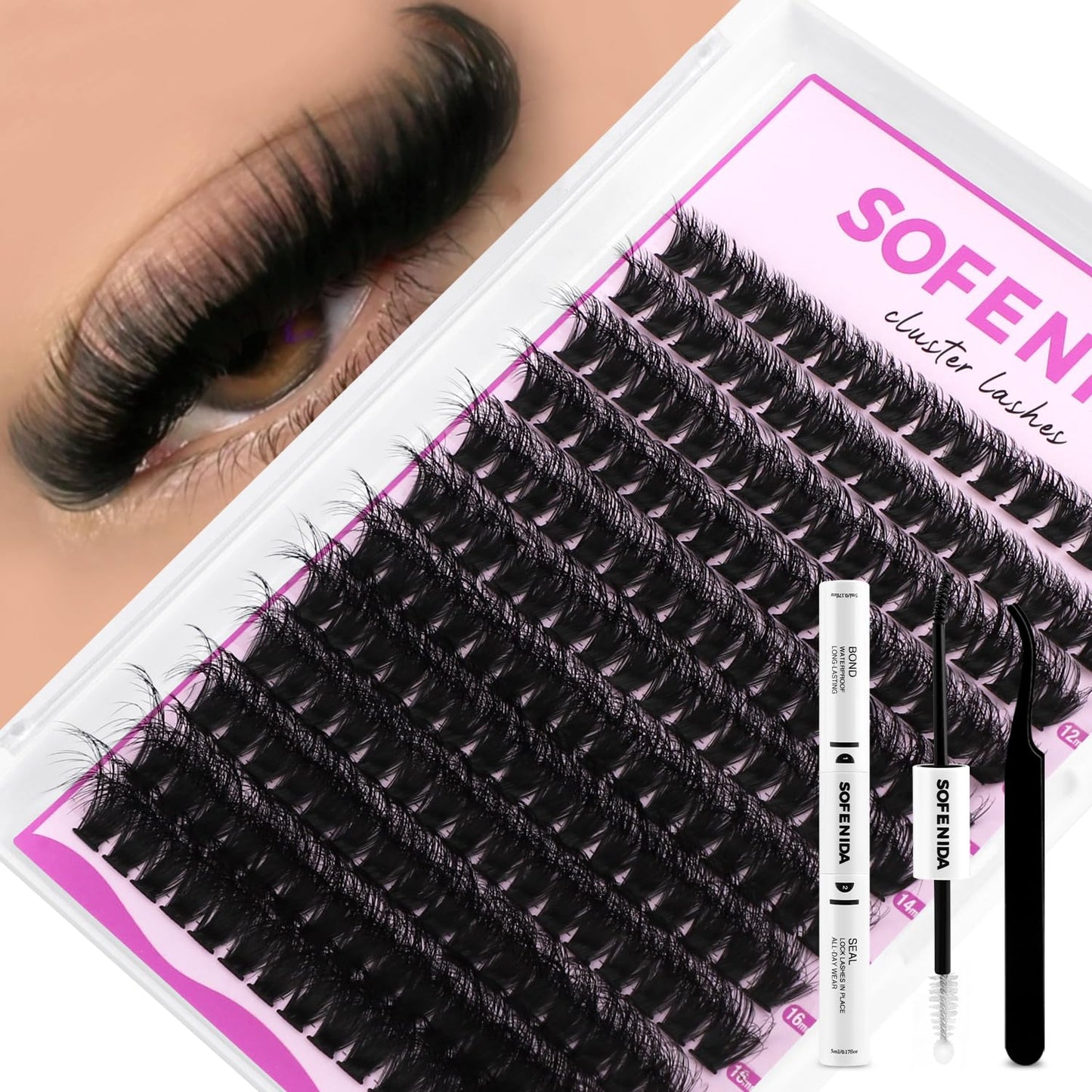 SOFENIDA Lash Clusters Kit 80D Lash Clusters Kit 10-18mm Volume Eyelash Clusters D Curly Cluster Eyelash Extensions 3D Wispy Lashes Cluster DIY Lash Beauty and Personal Care SOFENIDA