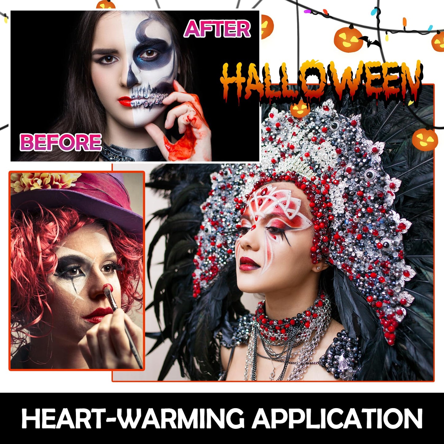 Black White Red Halloween Face Body Paint Kit,Clown Wheel Face Contour SFX Makeup Palette,Professional Waterproof Clown Face Painting Makeup Kit