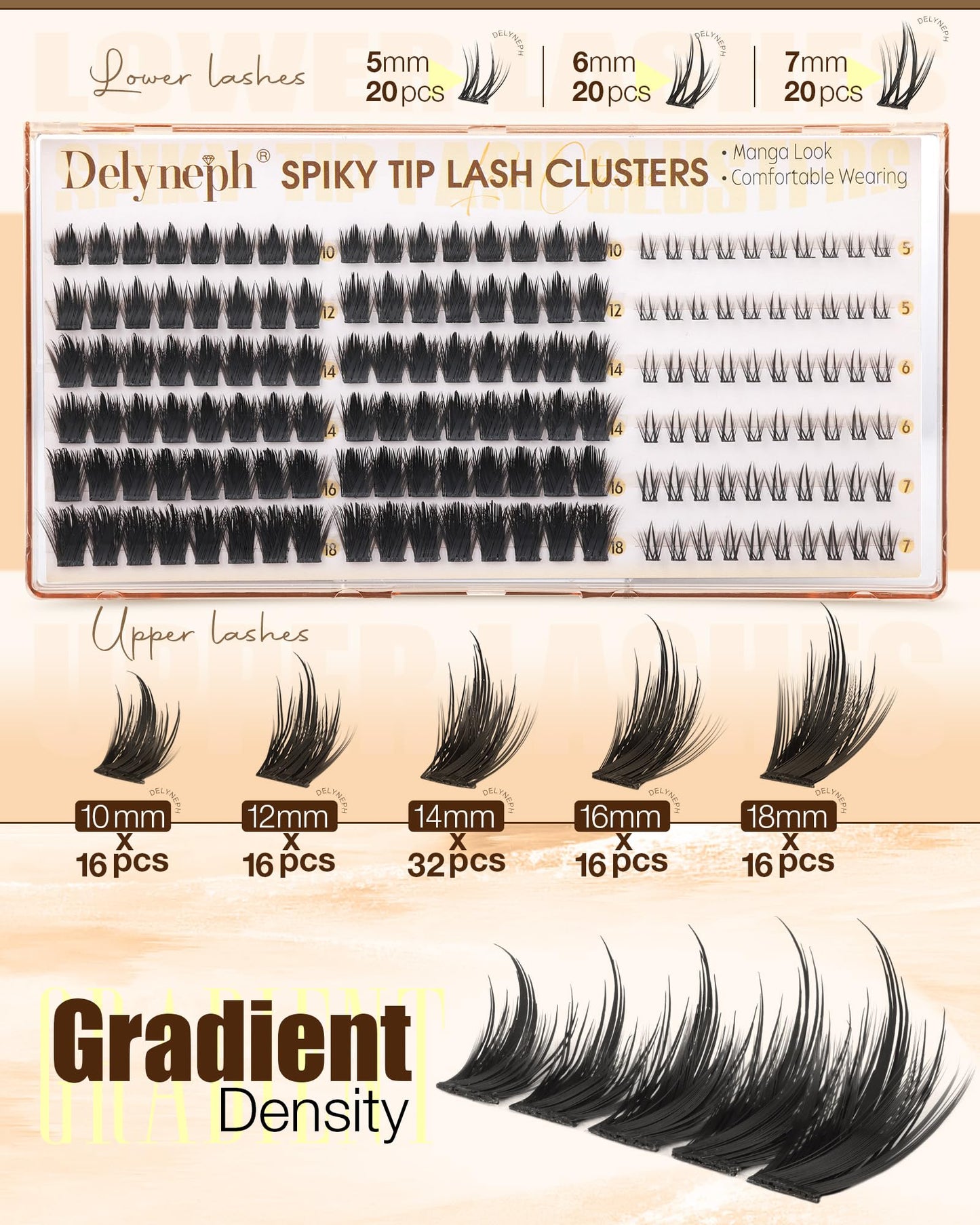 Manga Lash Clusters with Bottom Lashes Eyelash Clusters with Spikes Wispy Cluster Eyelash Extensions for DIY Lash Extensions Anime Individual Lashes Beauty and Personal Care Delyneph