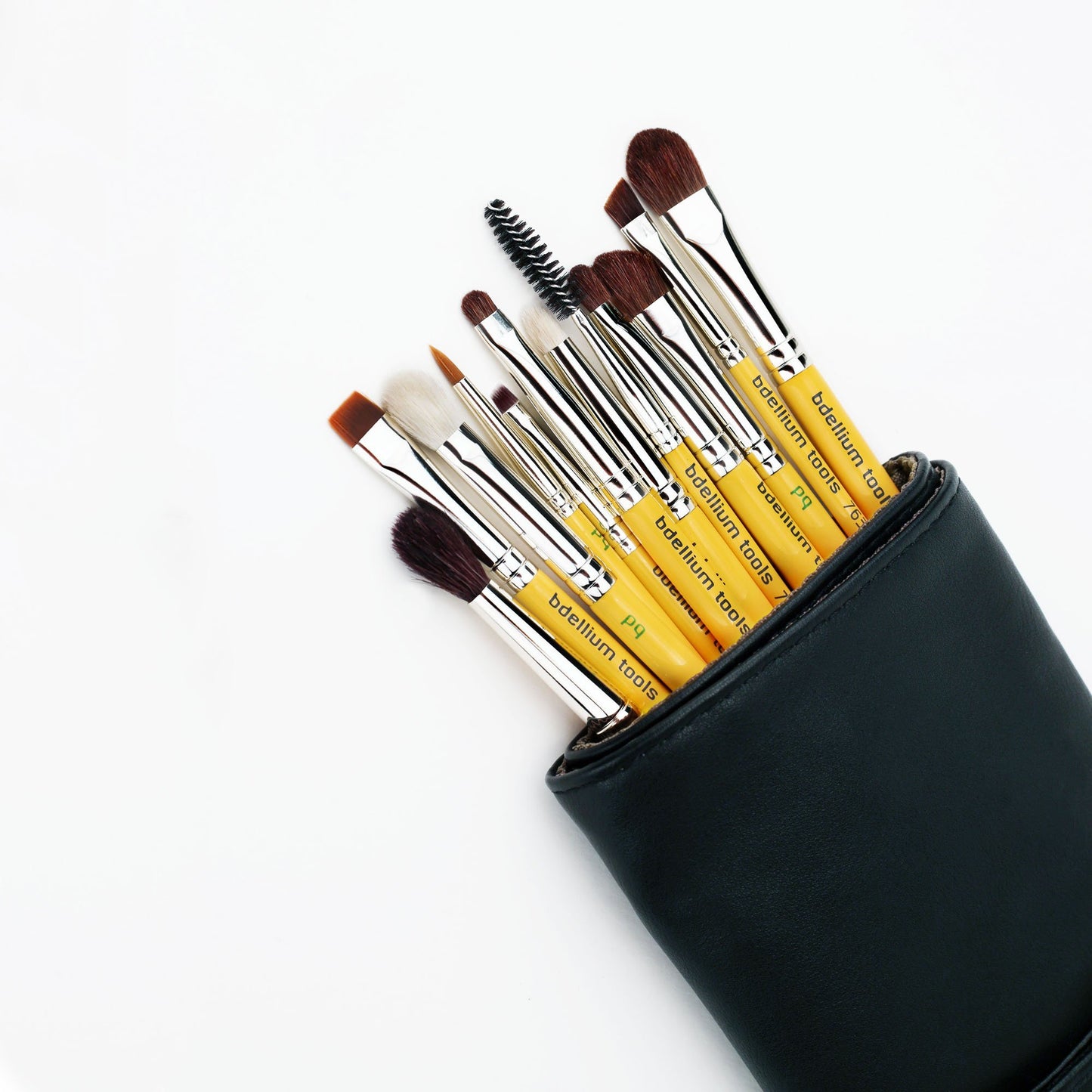 Bdellium Tools Professional Makeup Brush Travel Series - Eyes 12pc. Brush Set with Roll-Up Pouch