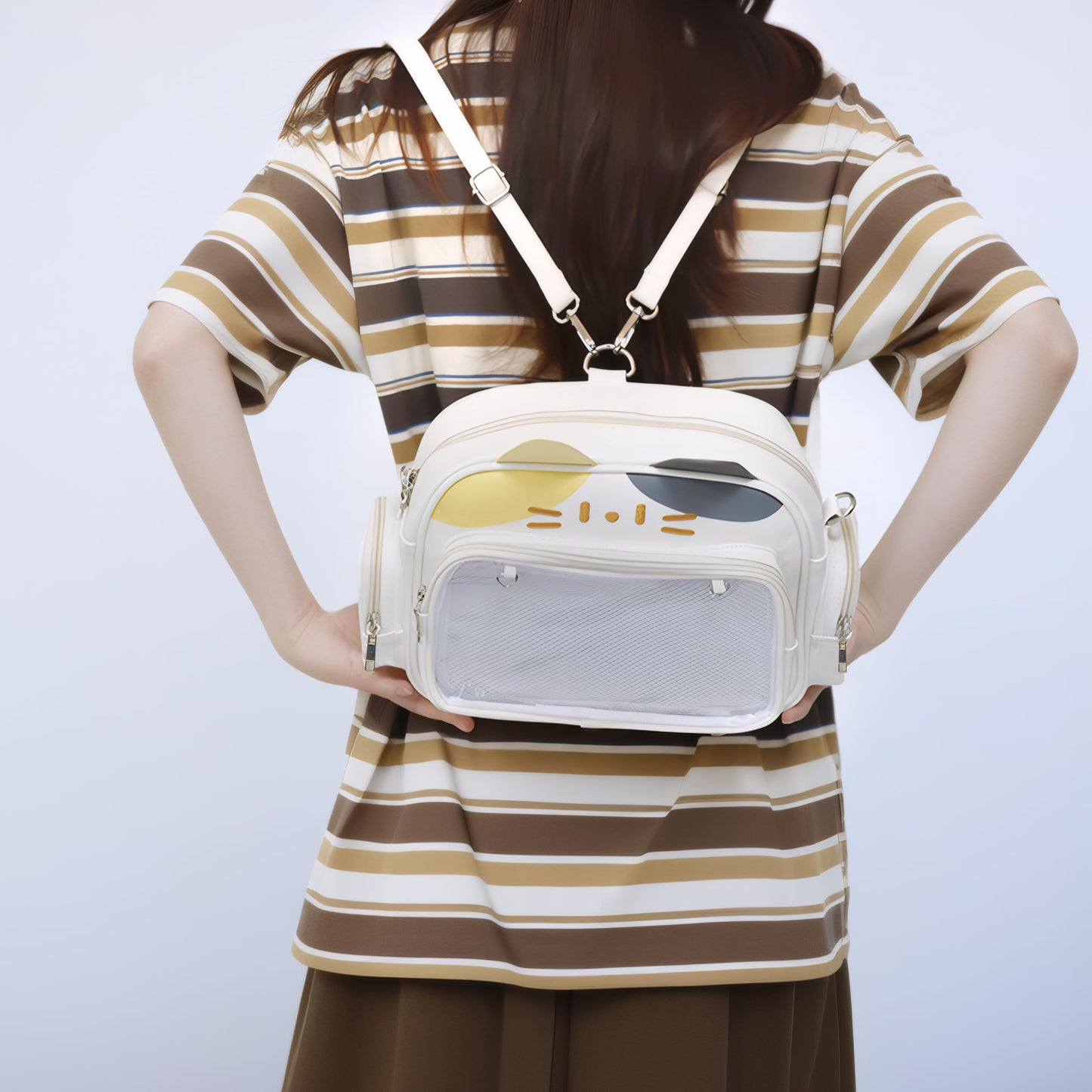 Kawaii Ita Bag Cat Backpack Y2k Girl Japanese School Bag Anime Shoulder Crossbody with Pin Display (Yellow)