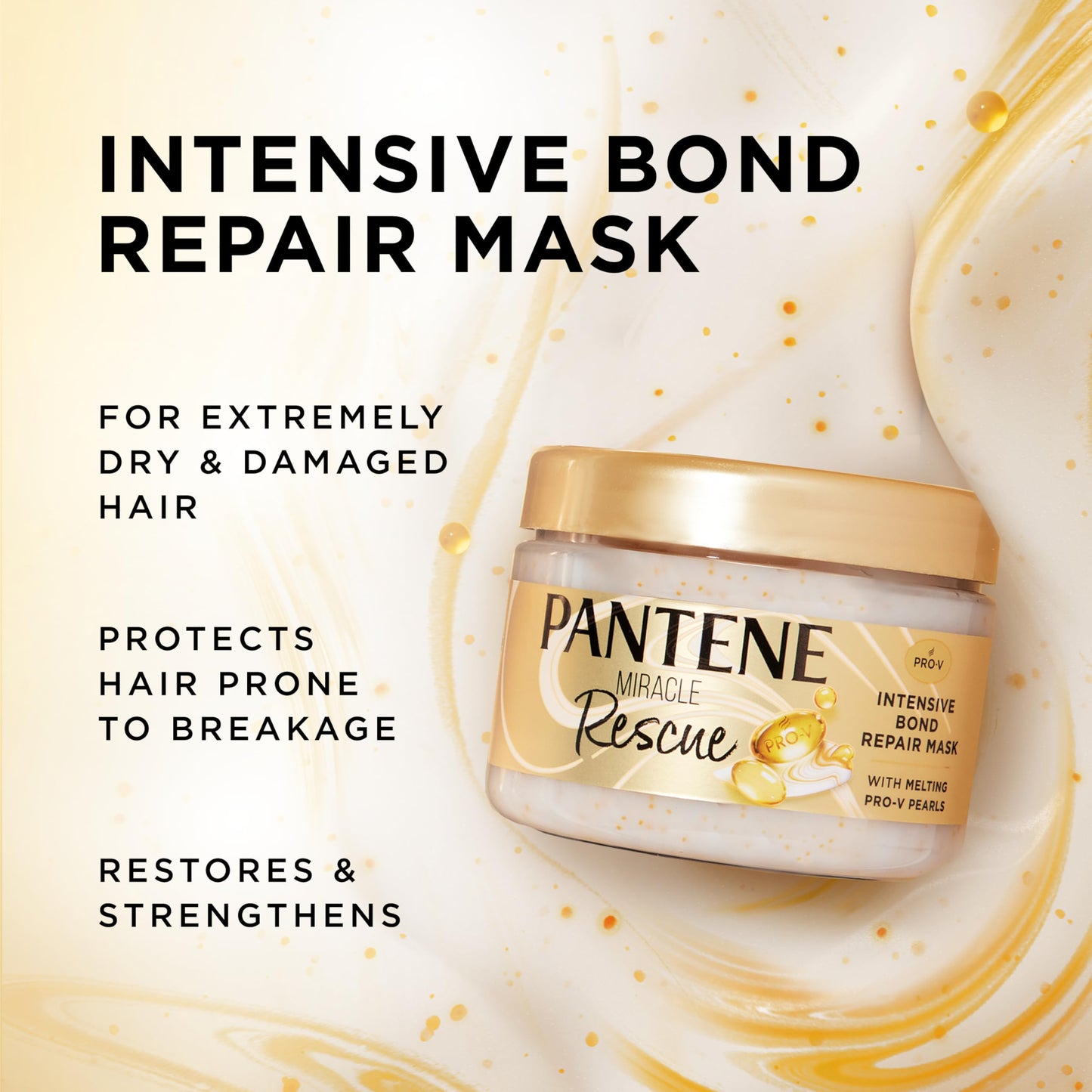 Pantene Miracle Rescue Hair Mask, Intensive Bond Repair with Melting Pro-V Pearls, Melts Away Damage, Builds Bonds, Strengthens Against Damage, Deep Beauty and Personal Care Pantene