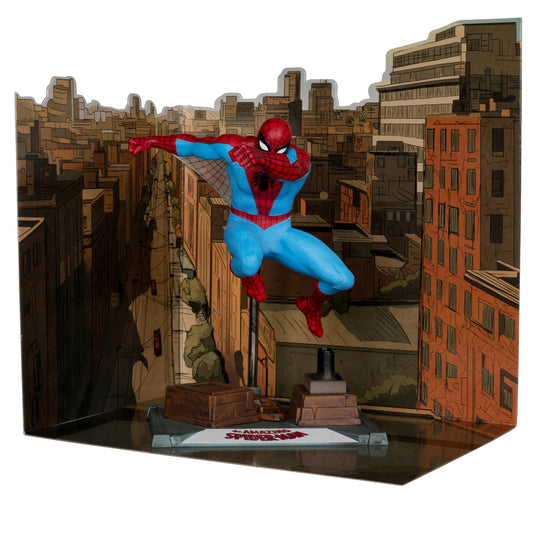 Marvel Spider-Man 1:10th Scale Posed Figure with Scene (The Amazing Spider-Man 38) Gold Label McFarlane Toys