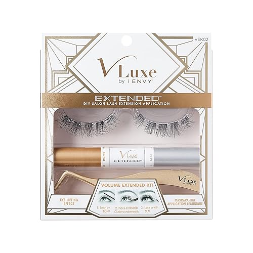 i•ENVY DIY Lash Extension Starter Kit With 10 Volume Extended Clusters, Applicator and Bond & Seal - Eye lifting Effect, Feather Light Reusable Lash