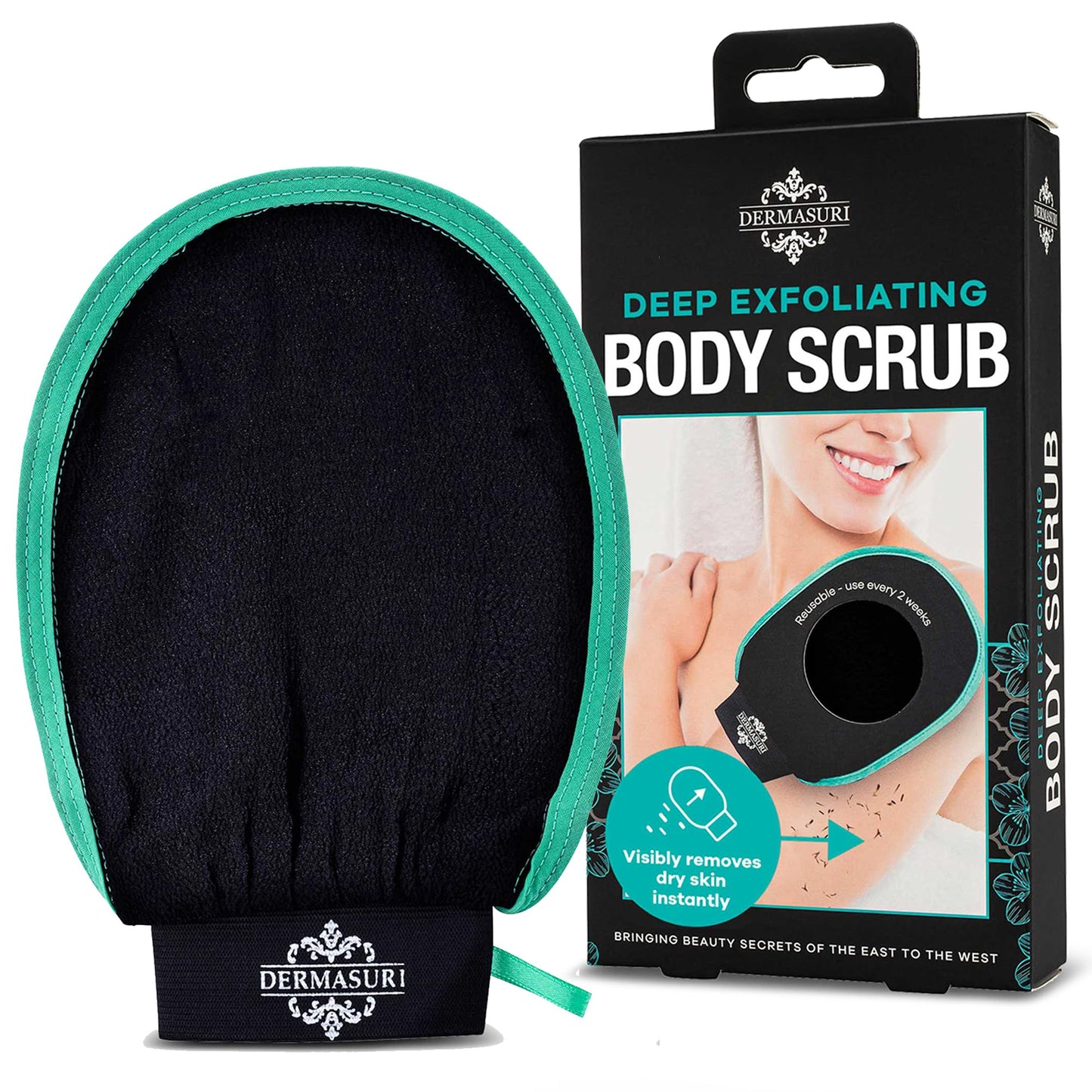 Dermasuri Deep Exfoliating Glove, Korean Body Scrubber Mitt for Dead Skin Removal, Polishing & Keratosis Pilaris Treatment, Shower Skincare, 1-Pack
