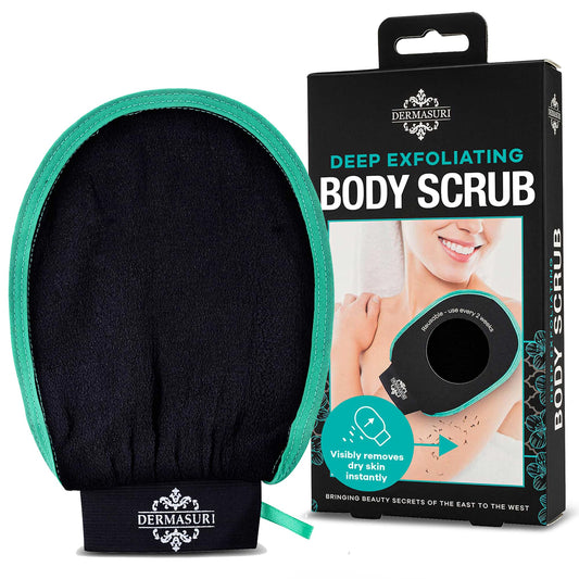 Dermasuri Deep Exfoliating Glove, Korean Body Scrubber Mitt for Dead Skin Removal, Polishing & Keratosis Pilaris Treatment, Shower Skincare, 1-Pack