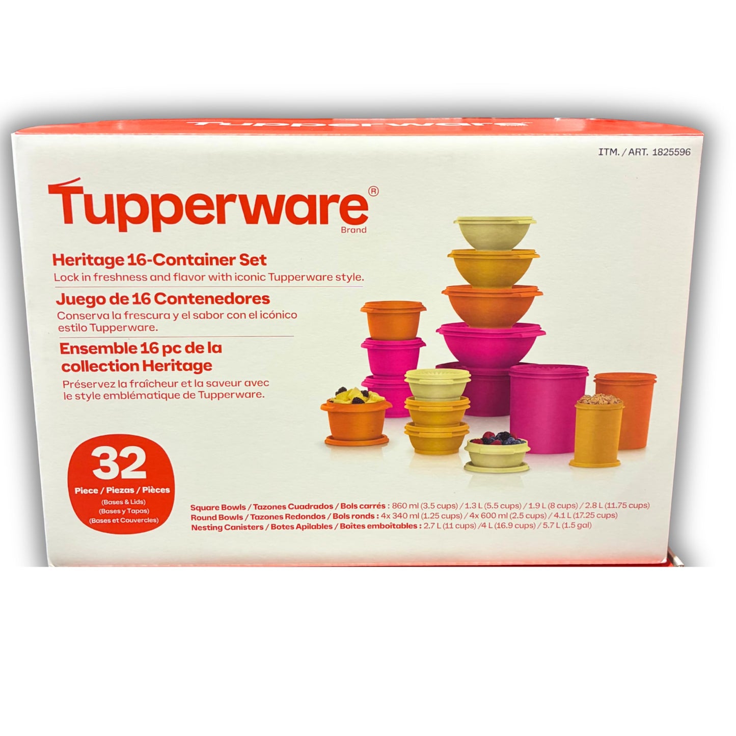 Tupperware Heritage Collection 16 Container Set with Lids. Food Storage Containers, Set of 32