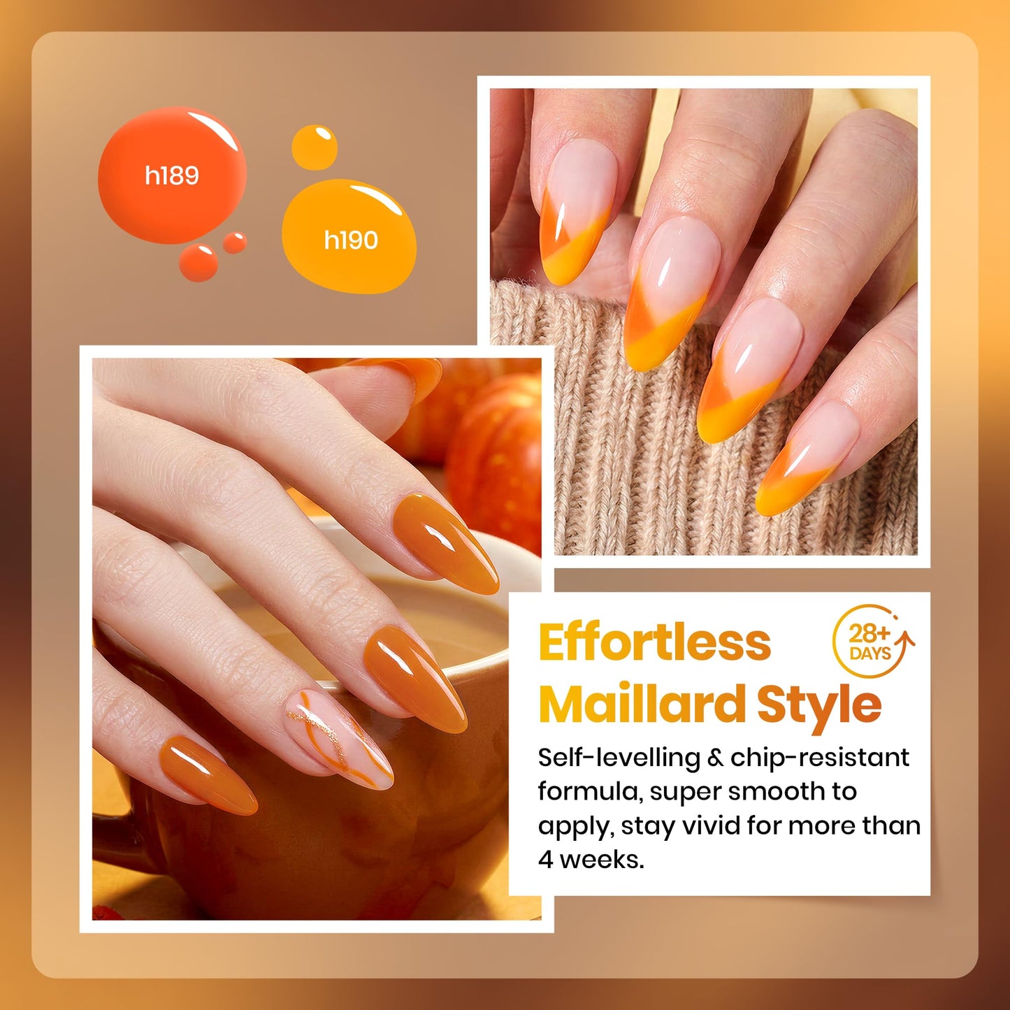 Beetles Fall Gel Polish Set - Maillard Season Collection, 6 Colors Brown Orange Yellow Fall Colors Polish Kit, Soak off Uv Led Lamp Needed Manicure Beauty and Personal Care beetles Gel Polish