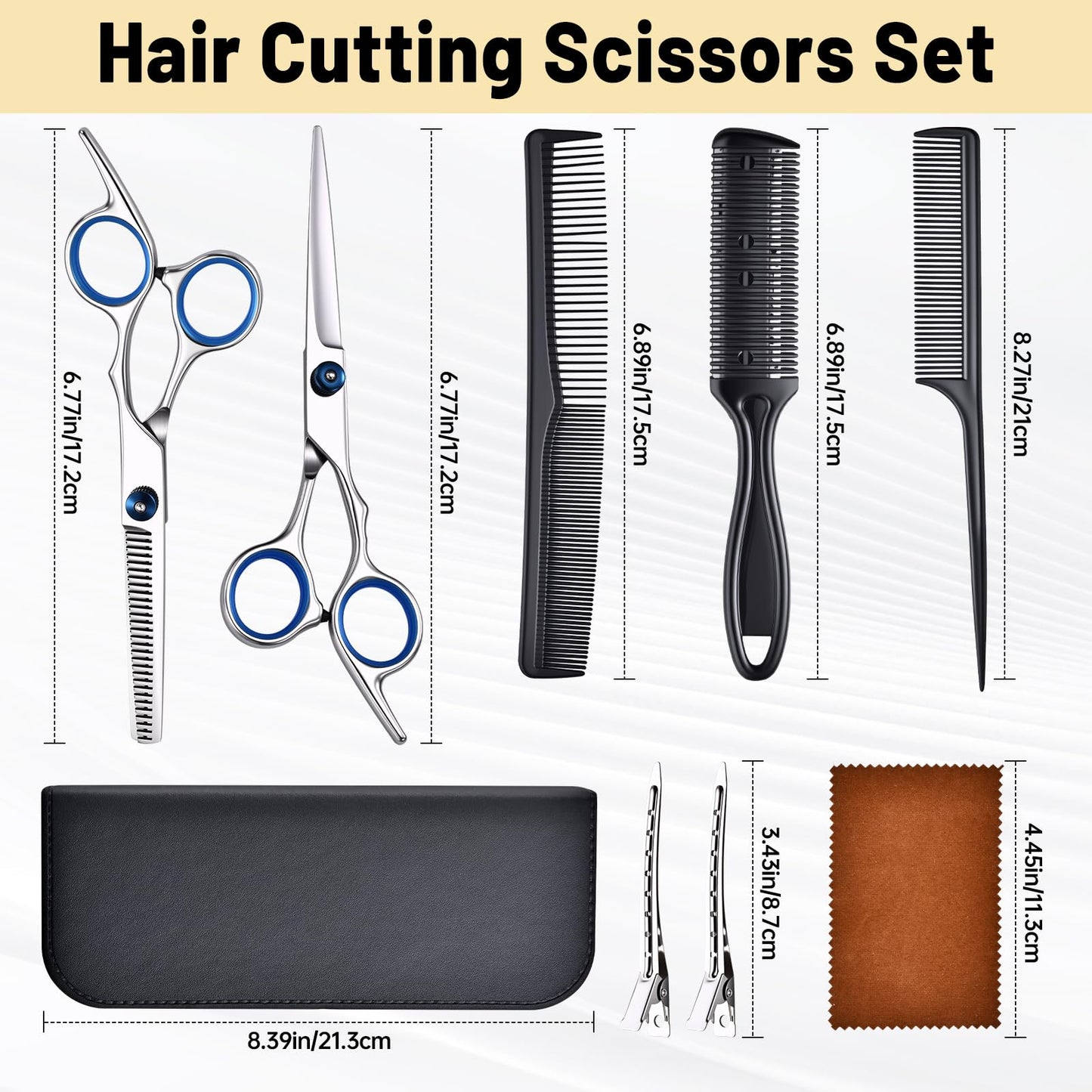 YUQGAOP Hair Cutting Scissors Set, Professional Stainless Cutting Hair Scissors, Barber Hair Cutting Scissors Thinning Shears Sharp Blades Hairdresser Beauty and Personal Care YUQGAOP