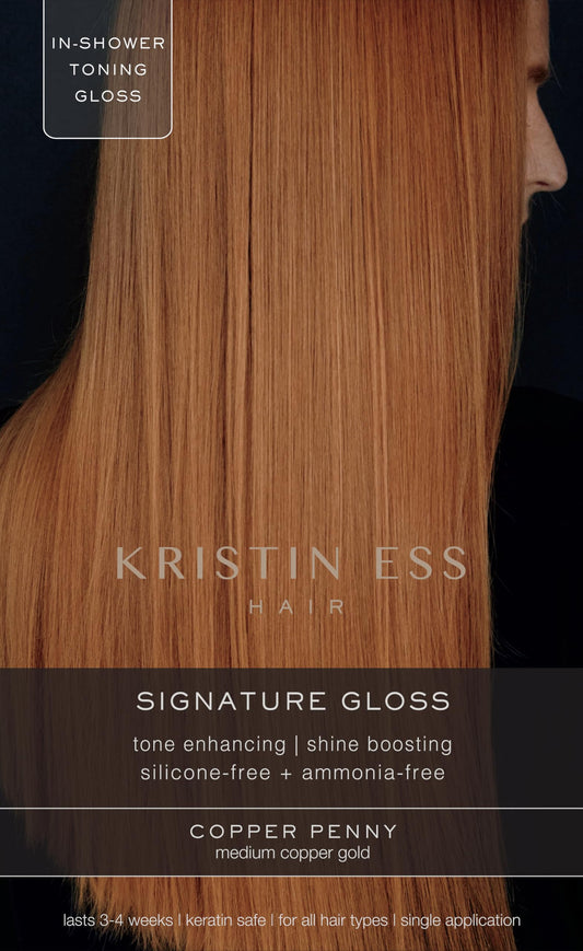 Kristin Ess Hair Copper + Auburn Hair Gloss Semi Permanent Hair Dye - Copper Penny - Shine Boosting Red, Auburn + Strawberry Blonde Color - Deep