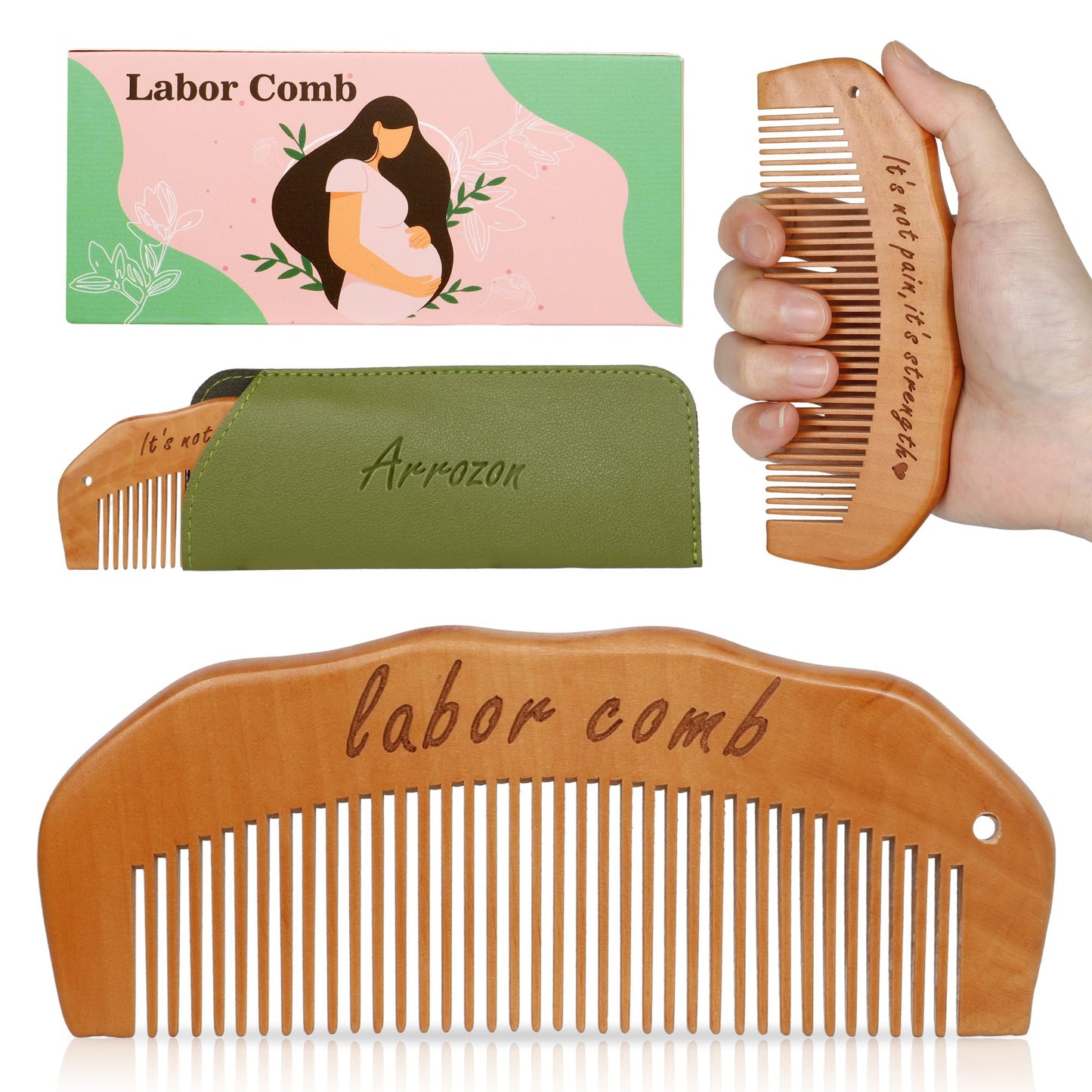 Arrozon Birth Comb for Women Labor, Hospital Bag Must Haves for Pregnant Mom, Wooden Labor comb Natural Labor and Delivery Essentials, New Mom Gifts Beauty and Personal Care Arrozon Default Title