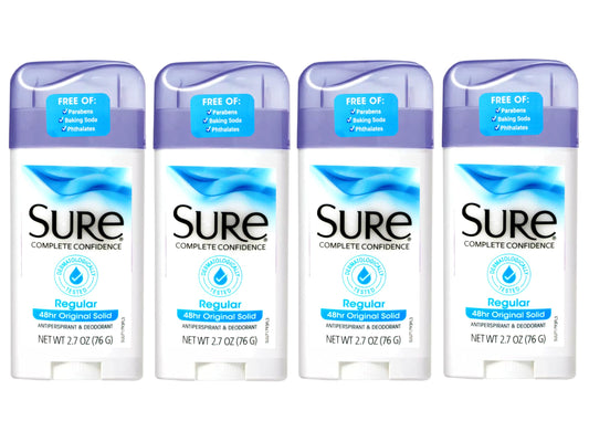 Sure Regular Original Solid Antiperspirant & Deodorant 2.7 Ounces, Pack of 4 Beauty and Personal Care Sure