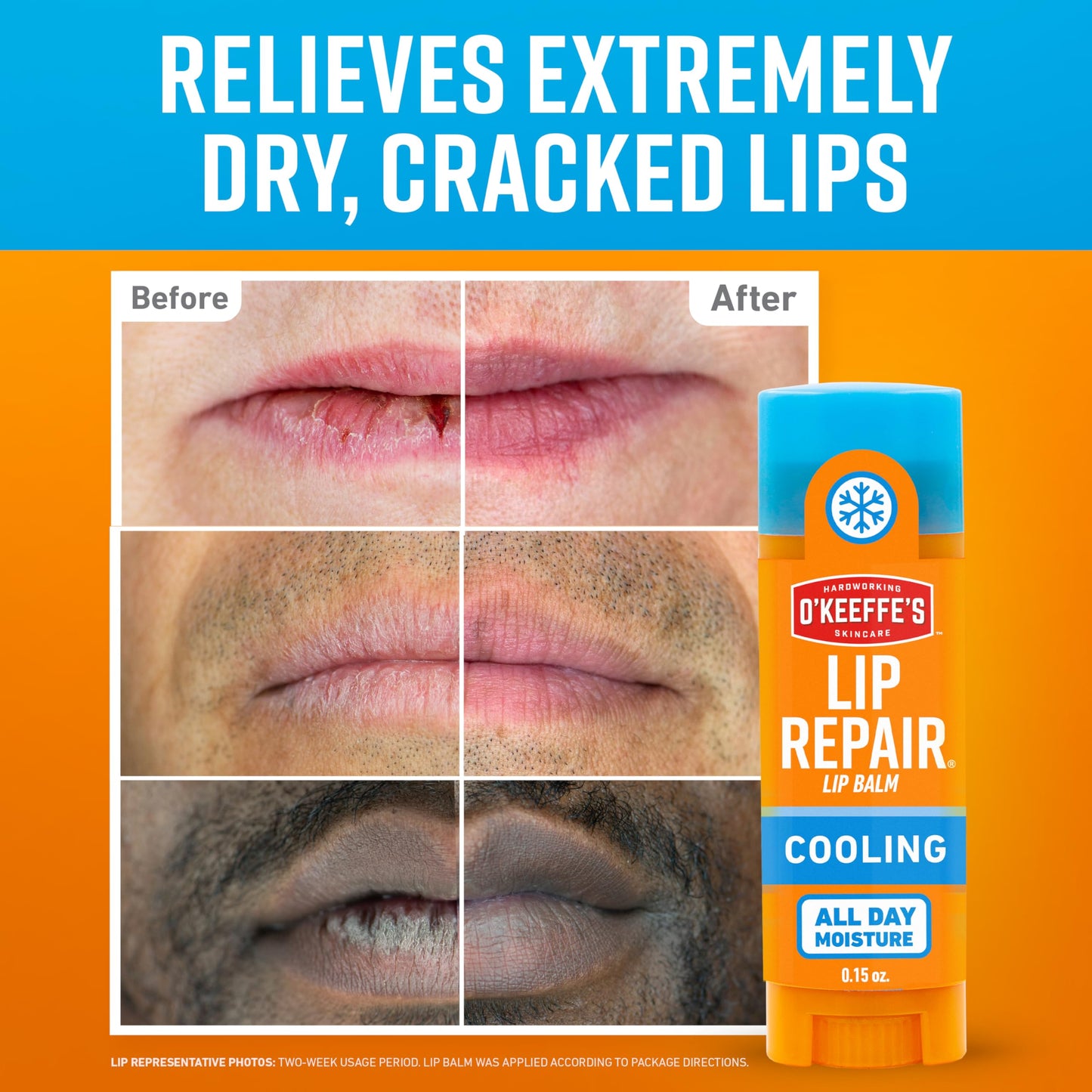 O'Keeffe's Lip Repair Lip Balm With Cooling Relief for Dry, Cracked Lips - Stick (2 Pack) - Moisturizer for Very Dry Lips