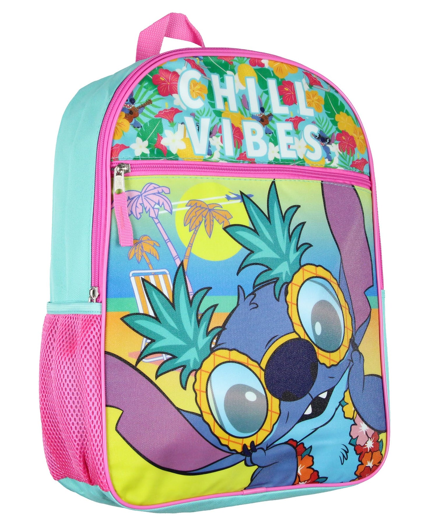 Disney Lilo and Stitch Chill Vibes Tropical 16" School Travel Backpack