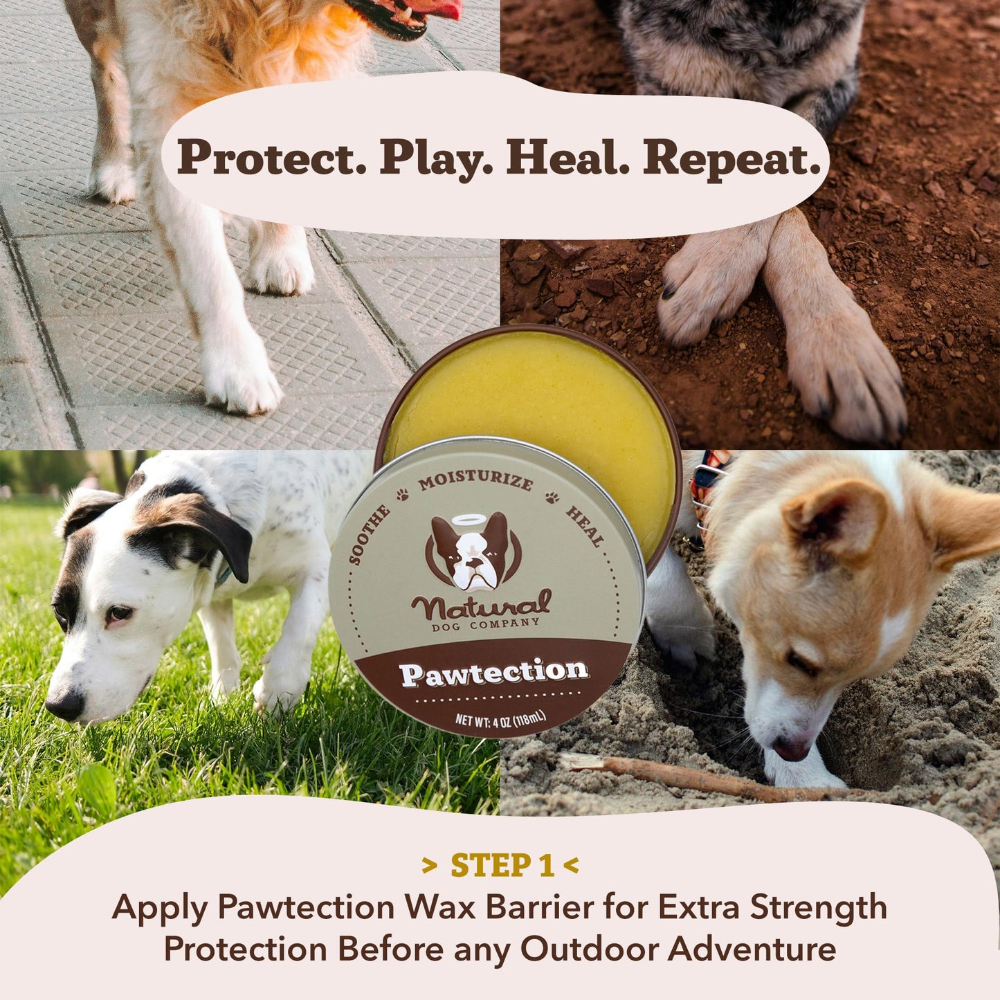 Natural Dog Company Paw Soother Balm Stick 0.15 oz – Organic, Lick-Safe Moisturizer for Dry Cracked Paws – Winter Healing & Soothing Relief