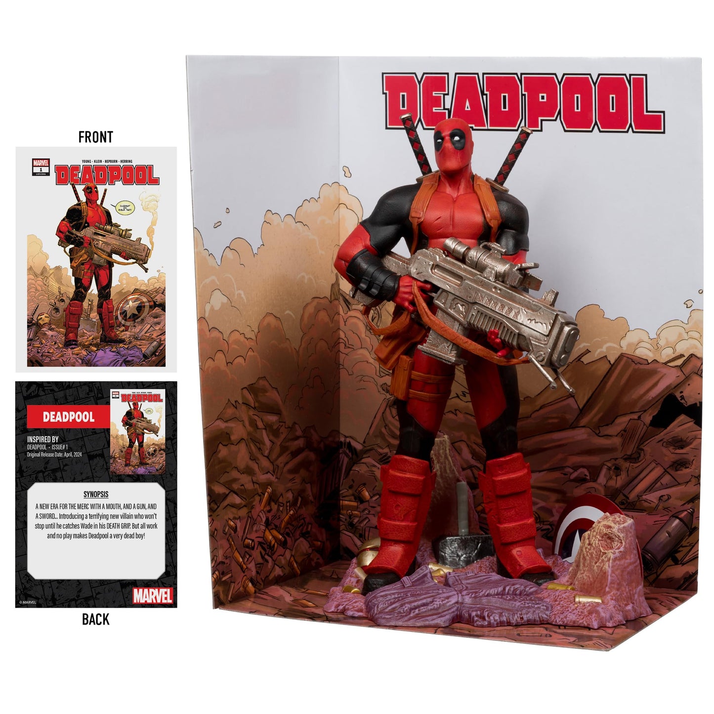 McFarlane Toys- Marvel Deadpool 1:6th Scale Collectible with Scene & Comic (Deadpool #1)