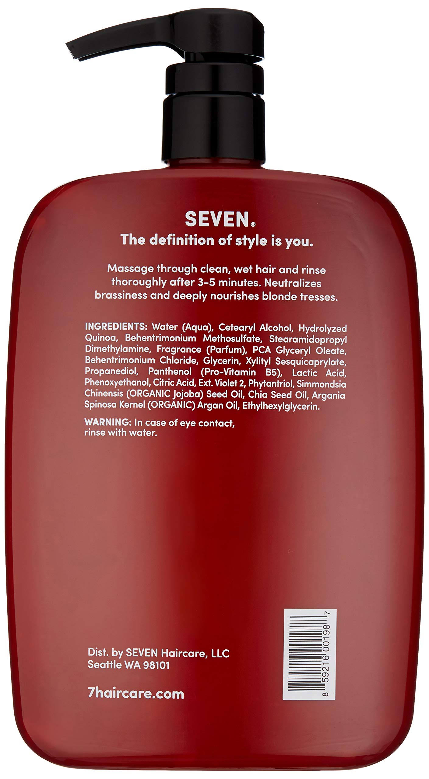 SEVEN Hair Care Rinzu Helio Violet Conditioner for Women & Men with Aragan Oil, Purple Conditioner for Blonde Hair & Brassiness, Sulfate + Paraben