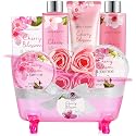 Body & Earth Spa Gifts for Women Self Care Kit - 8pcs Cherry Blossom & Jasmine Bath Sets for Women, Birthday, Mother's Day Gift Baskets for Mother Beauty & Personal Care BODY & EARTH