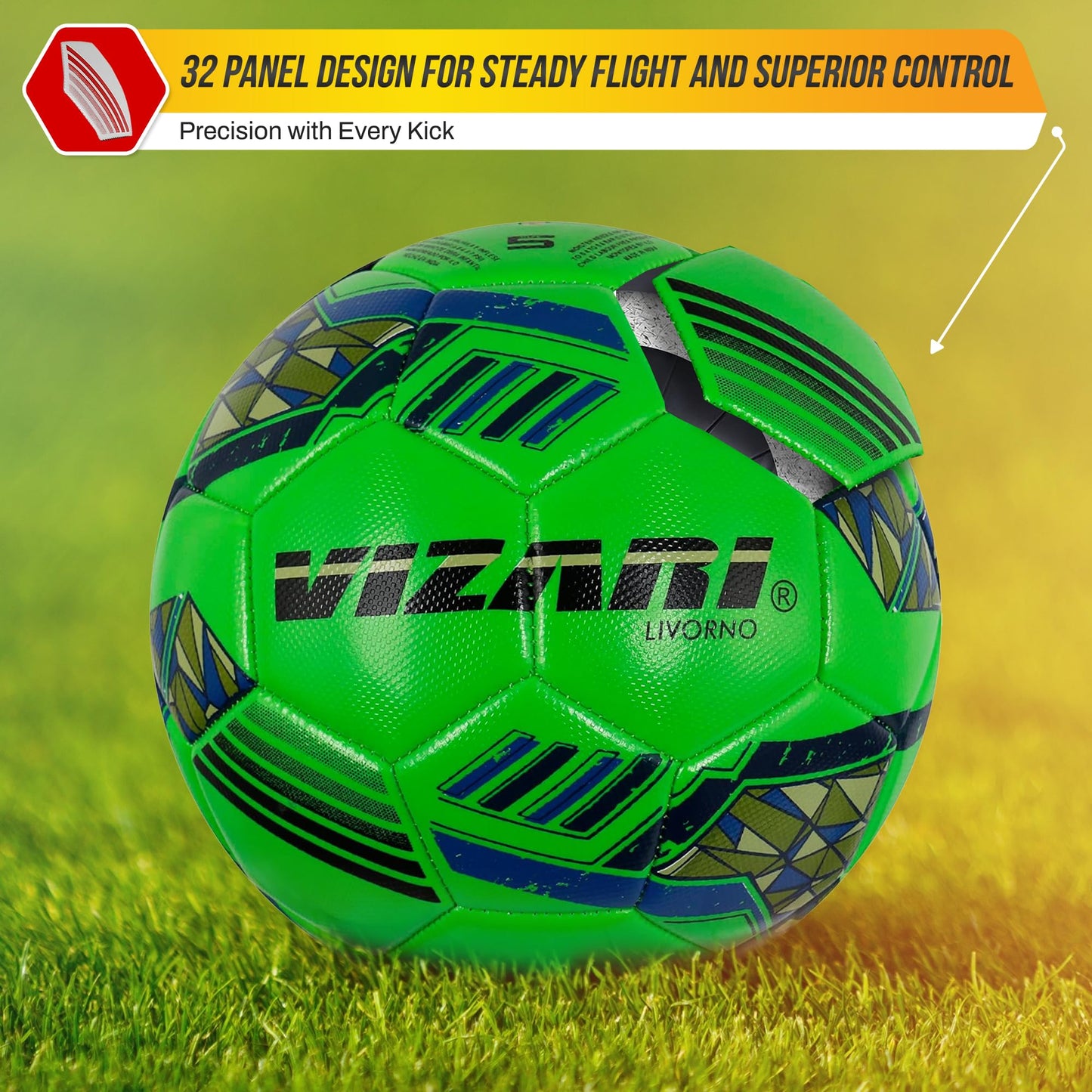 Vizari Soccer Ball - 32-Panel TPU Design for Youth, Kids, and Toddlers - Ideal for Training, Matches & Outdoor Football Games (Pack of 1,6 & 12)