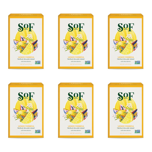 South Of France SoF Triple Milled Bar Soap - With Coconut Oil & Organic Shea Butter- Vegan & Non GMO- Free From Phthalates, Sulfates & Parabens- Lemon Beauty & Personal Care South Of France