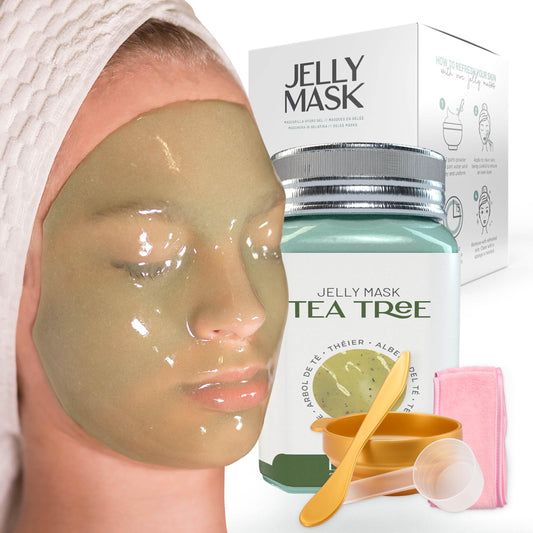 BRÜUN Peel-Off Tea Tree Jelly Mask for Face Care - A 23 fl oz Rubber Jar for 30 to 35 Treatments - A Skin Care Moisturizing Gel Mask of Spa Set